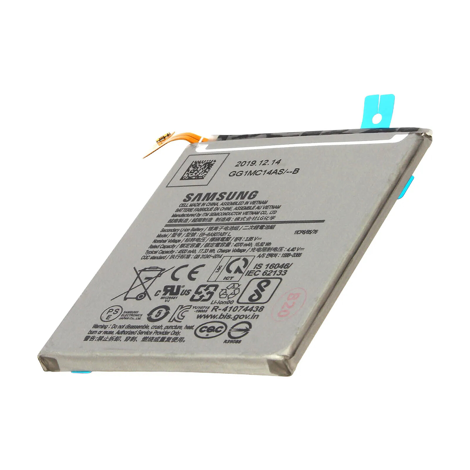 Samsung Batterie de remplacement pour Galaxy S10 Lite Li-ion 3.85V 4500mAh Gris