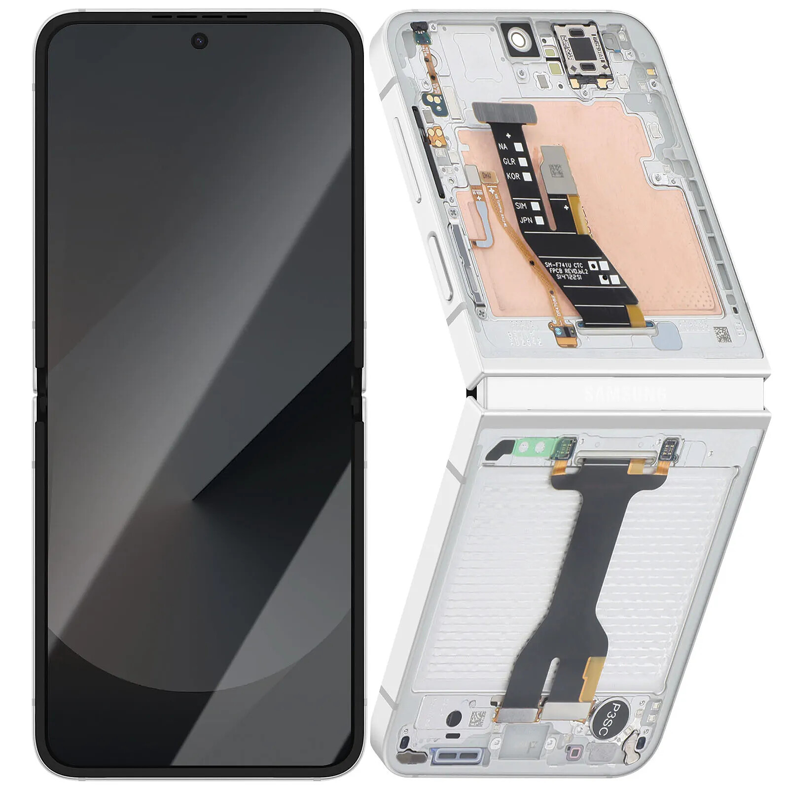 Samsung Écran Intérieur AMOLED Complet pour Galaxy Z Flip 6 Service Pack Blanc