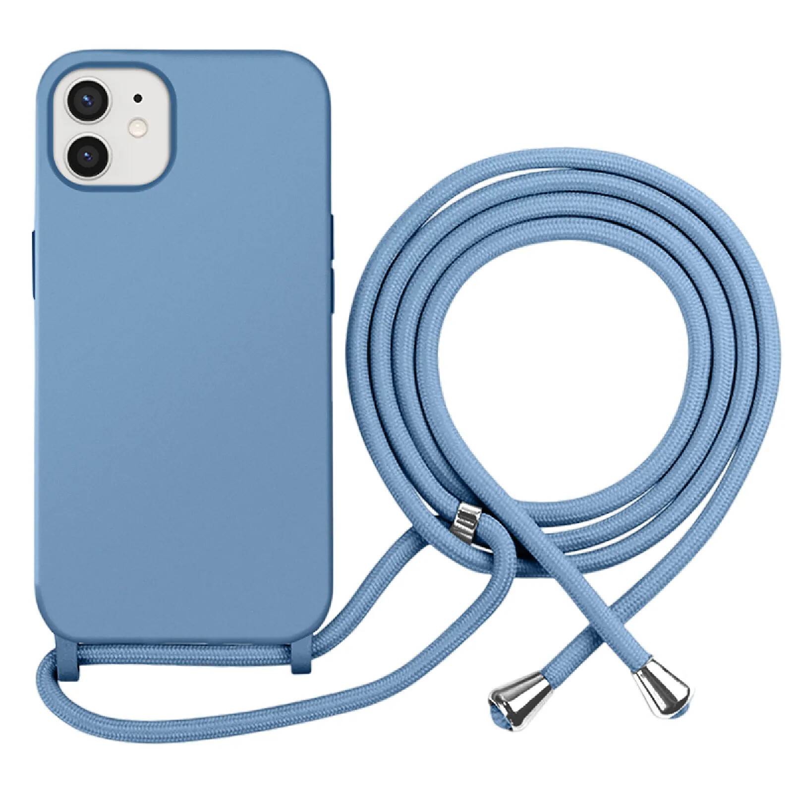 Moxie Coque pour iPhone 12 / 12 Pro en TPU Premium Color Lace avec Cordon Tour de Cou Bleu