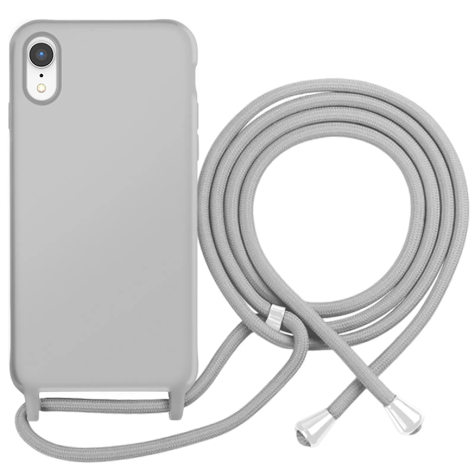 Moxie Coque pour iPhone XR en TPU Premium Color Lace avec Cordon Tour de Cou Gris