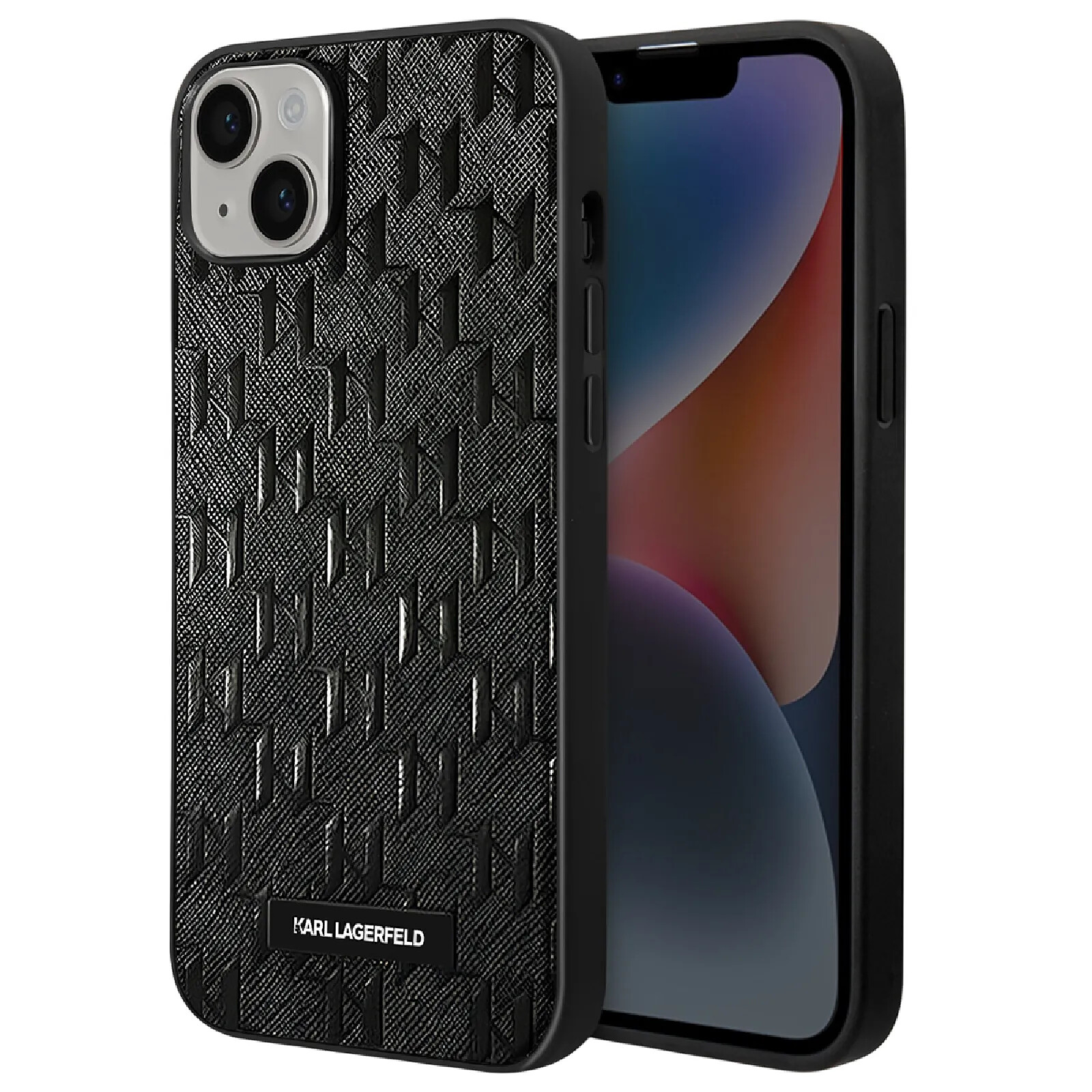 Karl Lagerfeld Coque pour Apple iPhone 14 PU Saffiano Monogram Noir