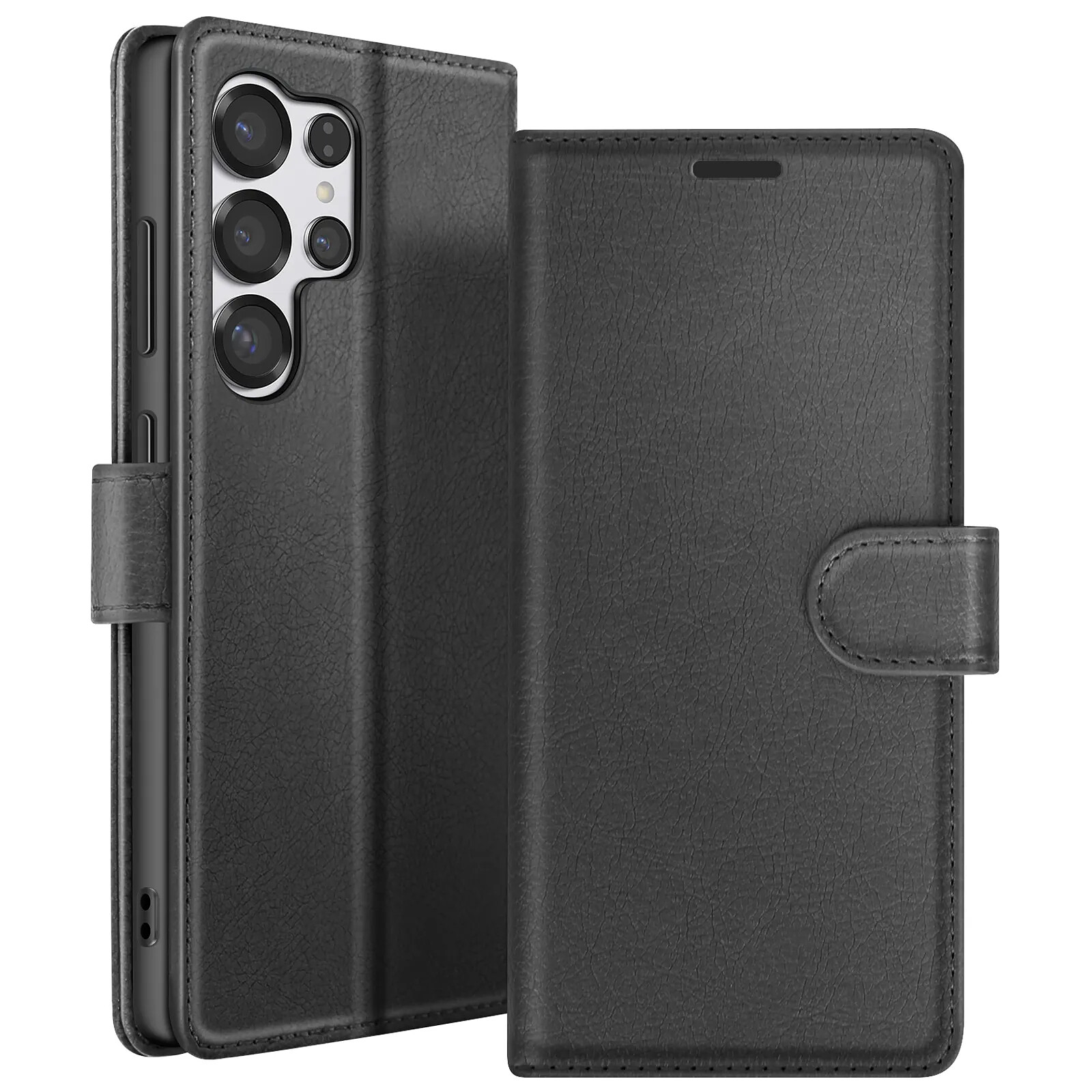 Zanaé Étui Portefeuille pour Galaxy S25 Ultra avec Support et Languette Magnétique Noir