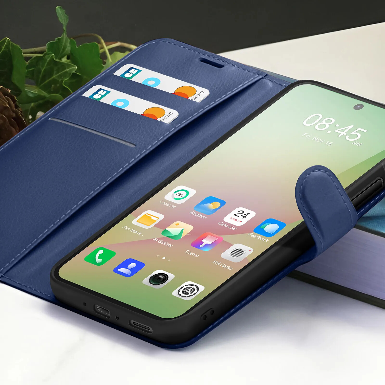 Étui Portefeuille Pour Samsung Galaxy A56/A36 - Similicuir Gris, Fonction Support - Avizar Neuf