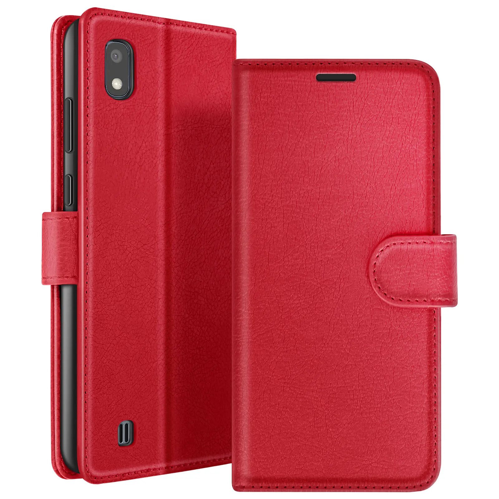 Zanaé Étui Portefeuille pour Galaxy A10 avec Fonction Support et Languette Magnétique Rouge