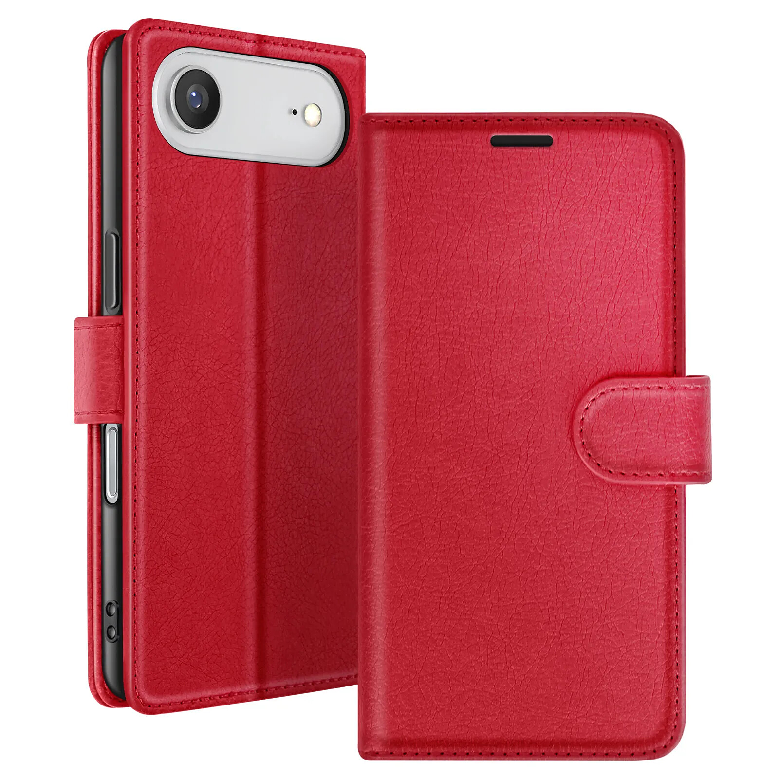 Zanaé Étui Portefeuille pour iPhone 17 Air Fonction Support et Languette Magnétique Rouge