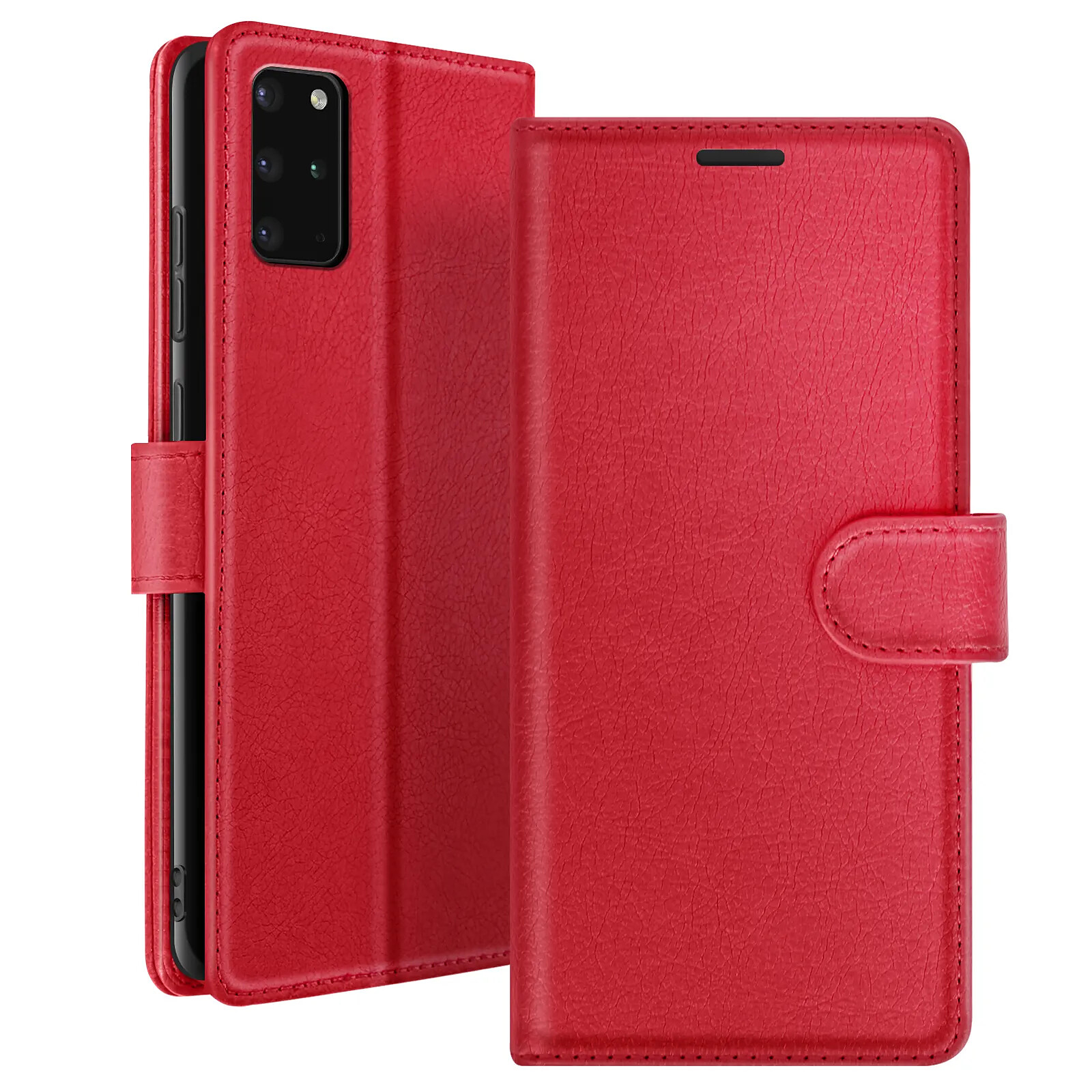 Zanaé Étui Portefeuille pour Galaxy S20 Plus avec Support et Languette Magnétique Rouge