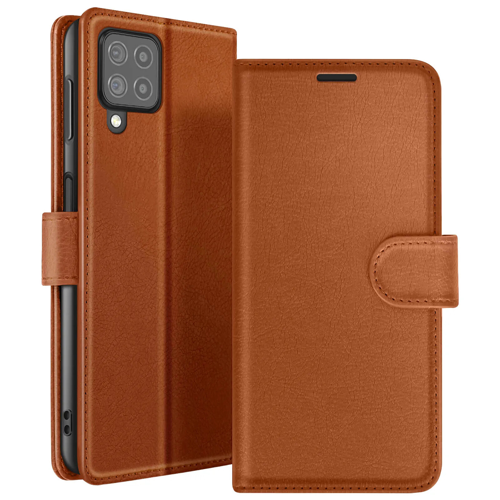 Zanaé Étui Portefeuille pour Galaxy A12 / M12 avec Support et Languette Magnétique Marron