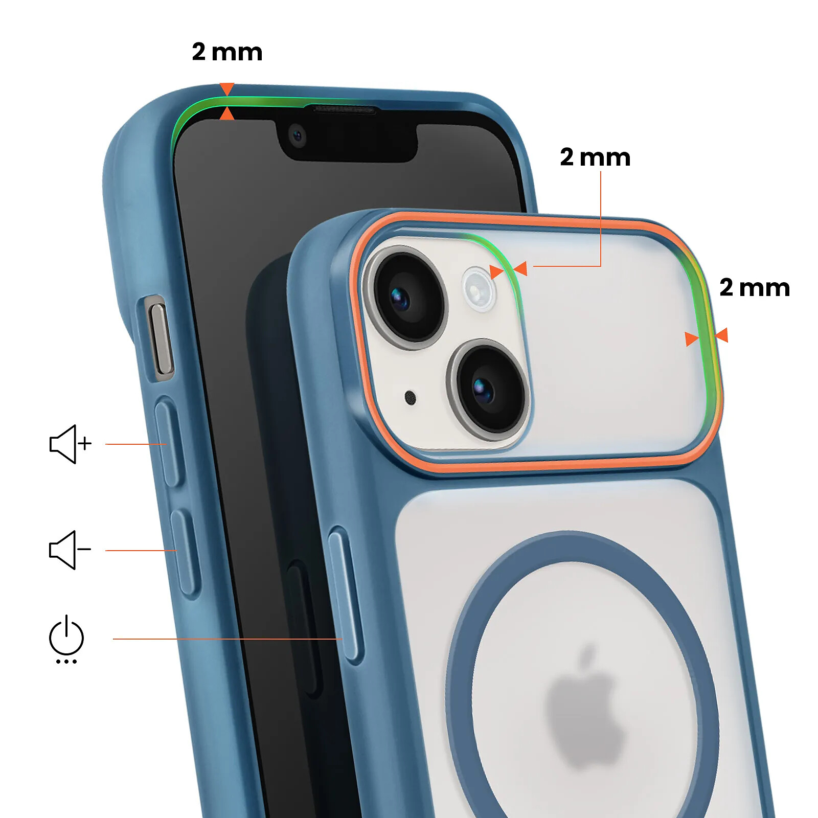 Avizar Coque MagSafe pour iPhone 16 Pro Dos Mat Givré Contour Bleu clair - Coque téléphone Avizar Coque MagSafe pour iPhone 16 Pro Dos Mat Givré Contour Bleu clair - Coque téléphone