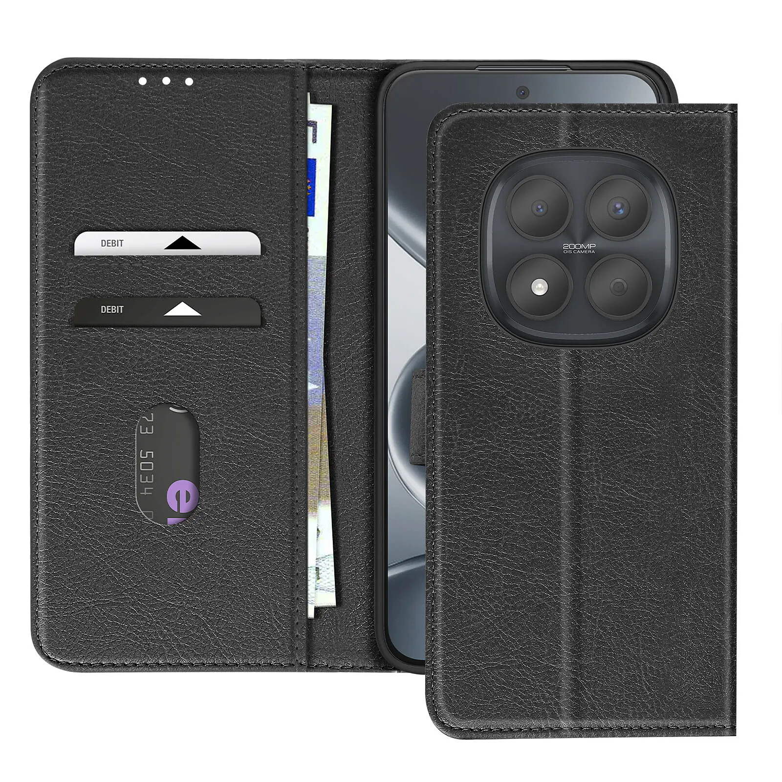 Avizar Étui Portefeuille pour Redmi Note 15 Pro 5G Chesterfield Grainé Fonction Stand