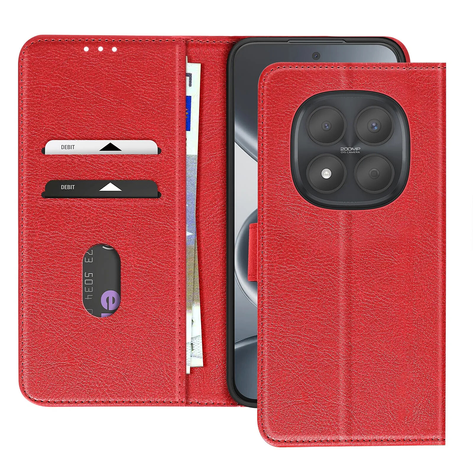 Avizar Étui Portefeuille pour Redmi Note 15 Pro 5G Chesterfield Grainé Fonction Stand