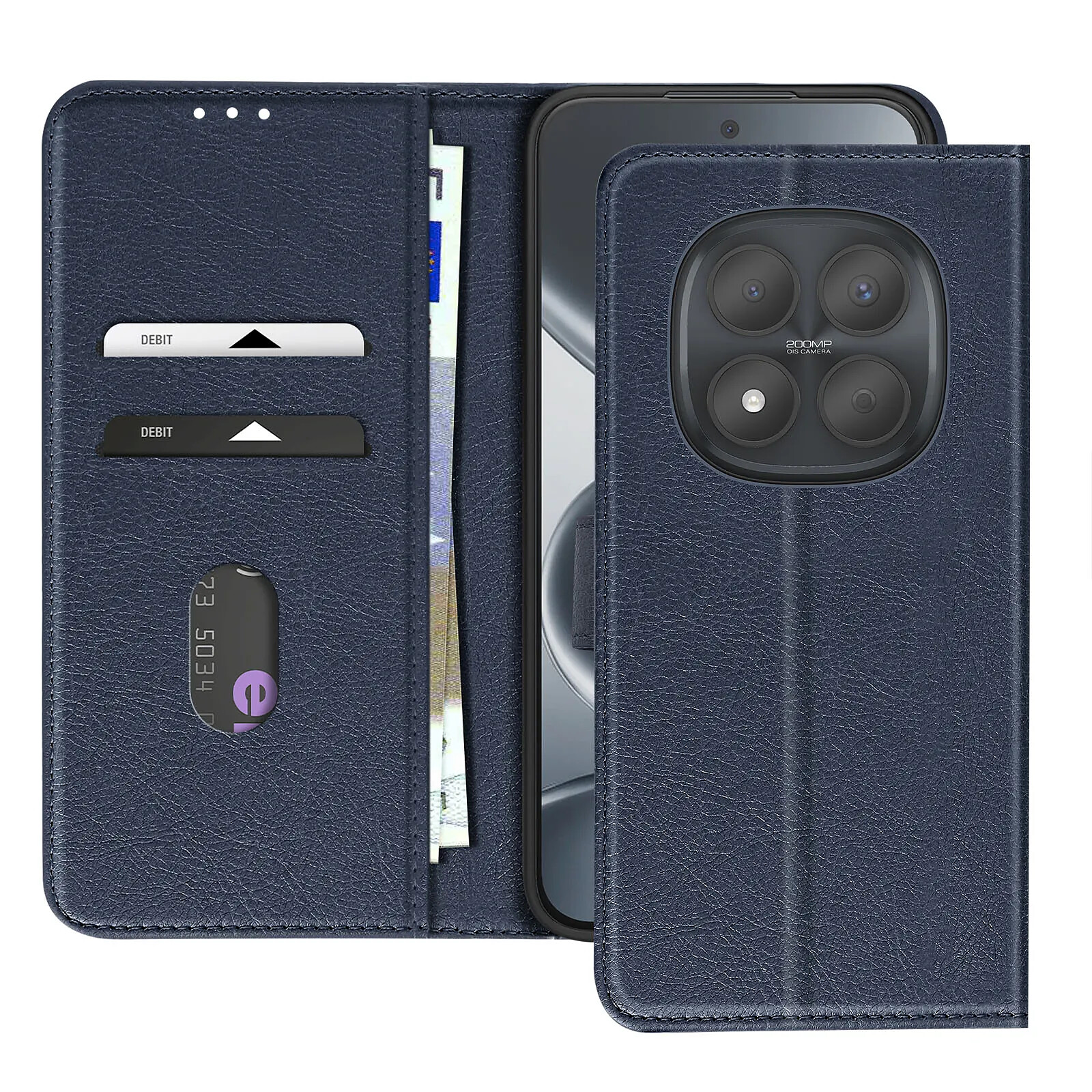 Avizar Étui Portefeuille pour Redmi Note 15 Pro 5G Chesterfield Grainé Fonction Stand