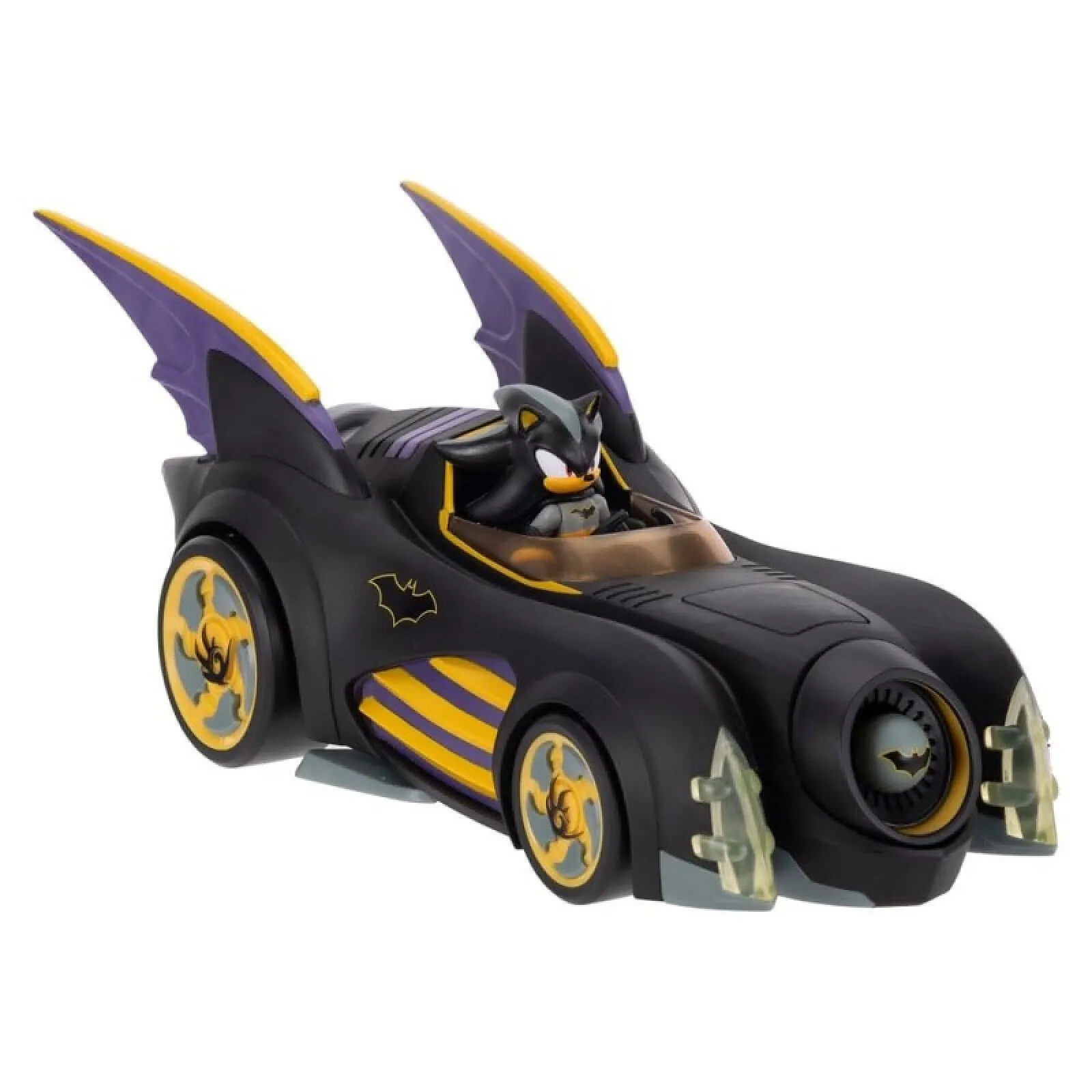 DC x Sonic The Hedgehog - Figurine avec véhicule Shadow Batman & Batmobile 6 cm