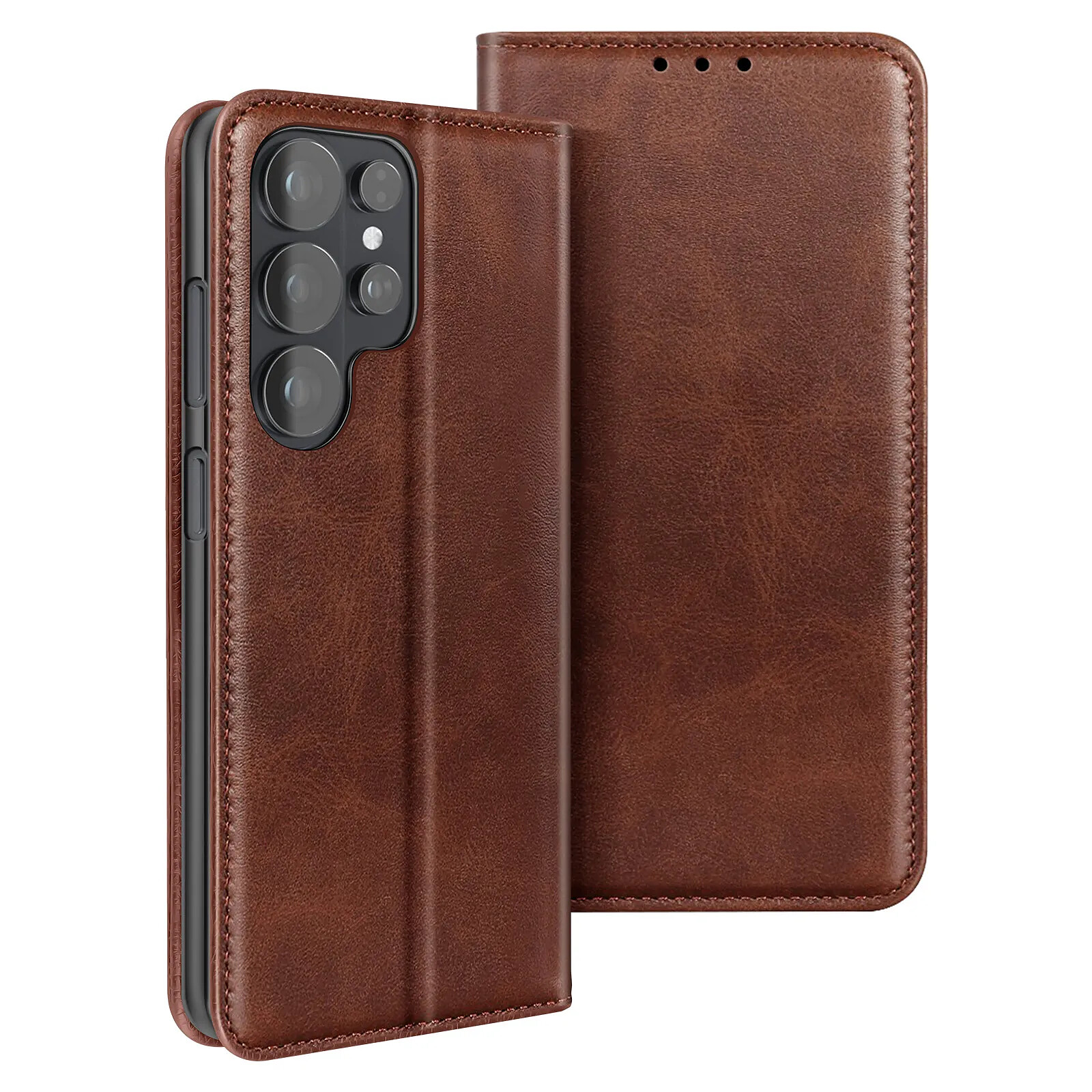 Avizar Étui Folio Portefeuille pour Galaxy S26 Ultra Effet Cuir avec Support Vidéo