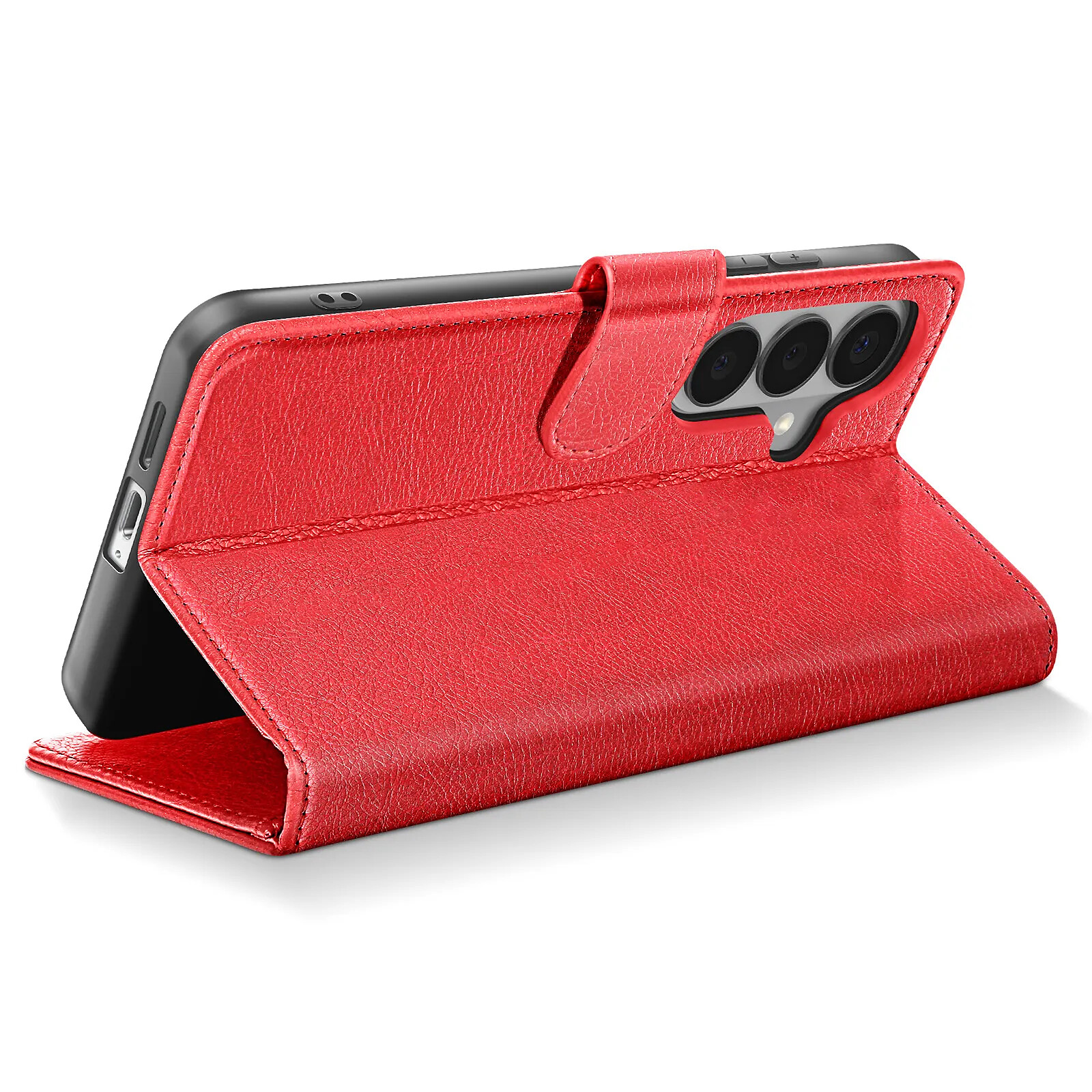 Avizar Étui Portefeuille pour Galaxy S26 Série Chesterfield Grainé Fonction Stand Rouge - Coque téléphone