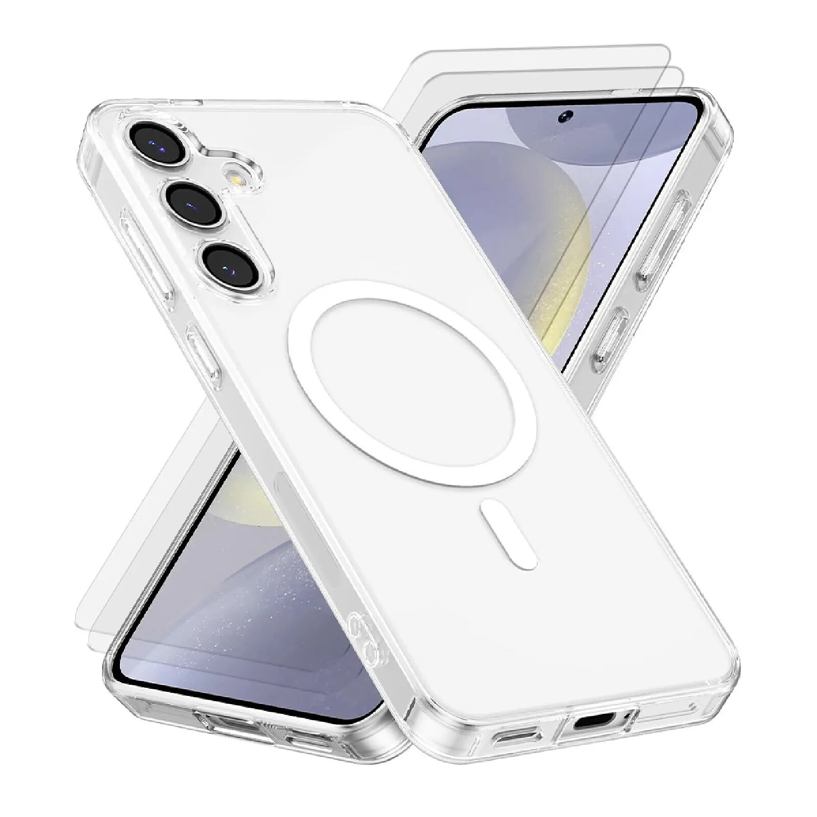 Evetane Coque Samsung Galaxy S25 Plus Magnétique Compatible Magsafe + 2 Vitres Protection Ecran