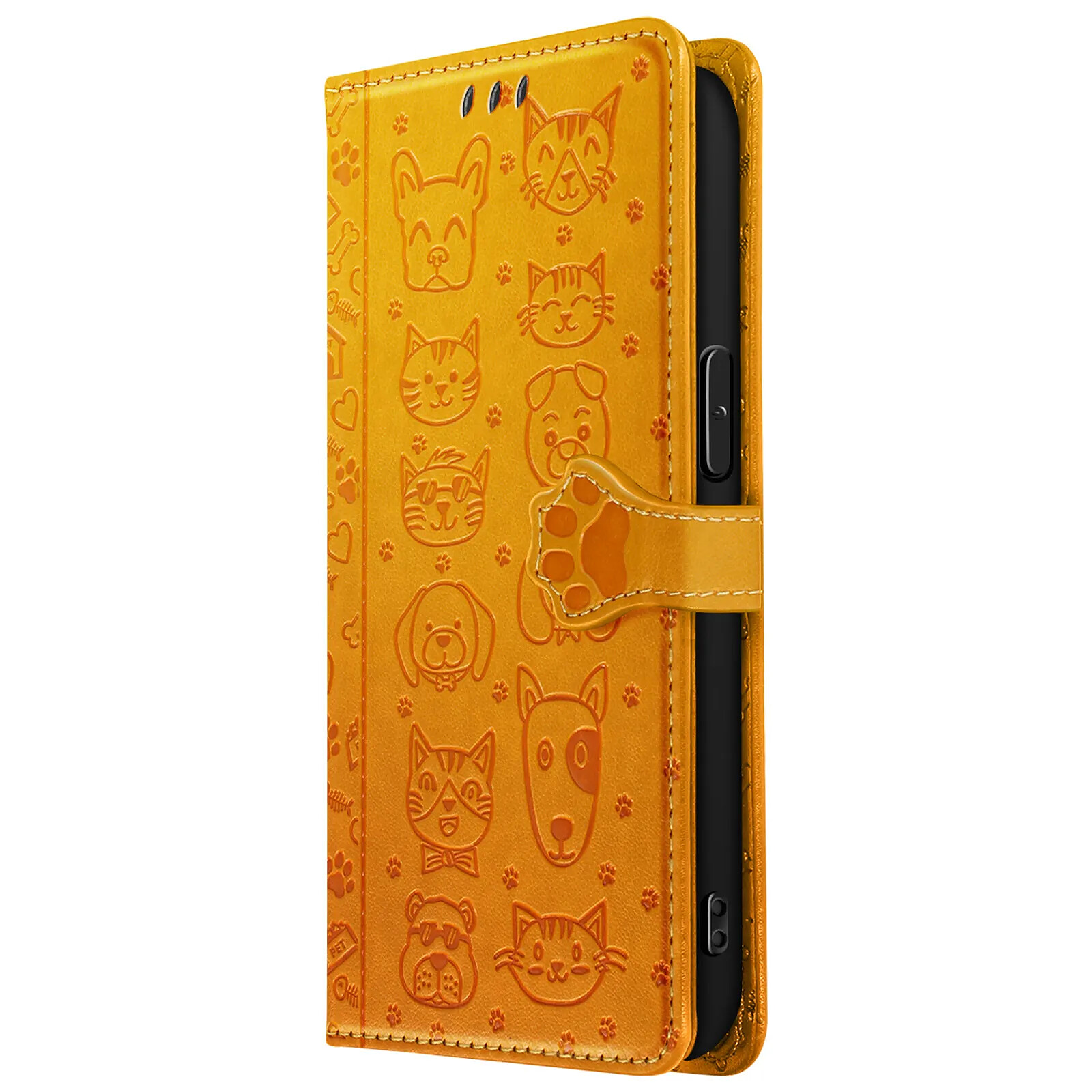 Housse étui Portefeuille KARYLAX Motif Diamant – Universelle Taille L, Couleur Orange (neuf)