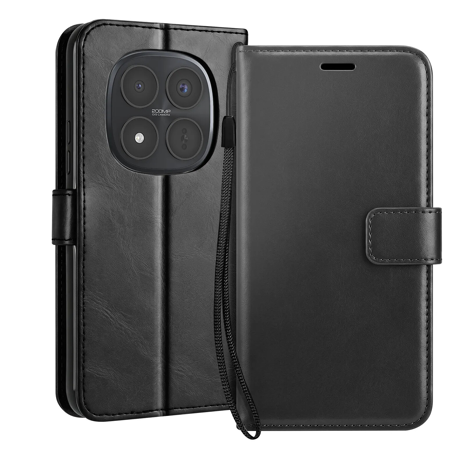 Mayaxess Étui Portefeuille pour Redmi Note 15 Pro Plus 5G avec Dragonne et Fonction Stand Noir