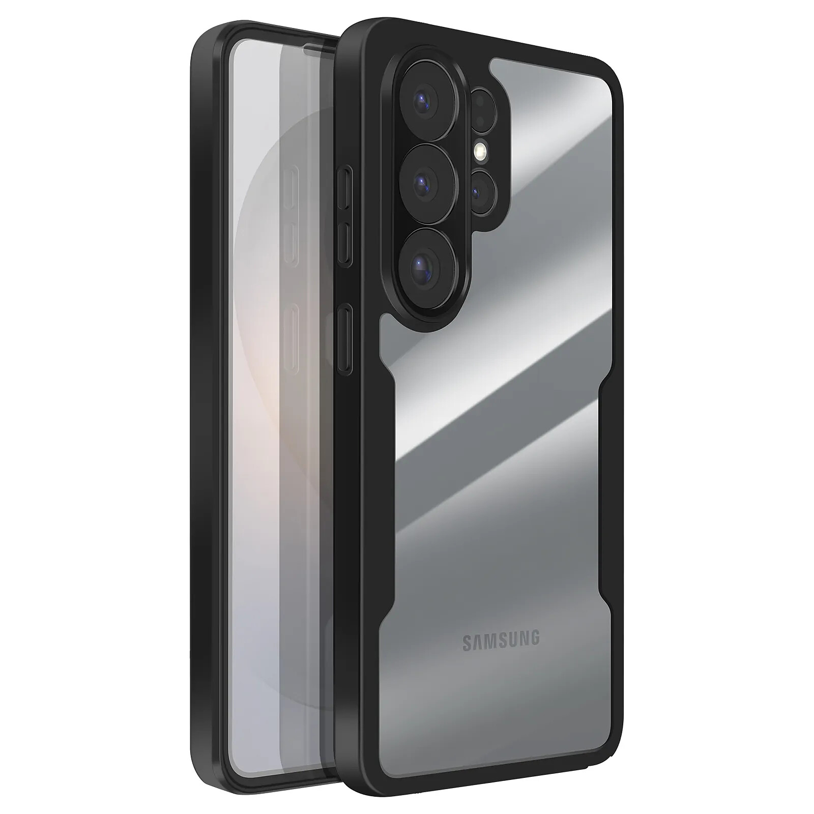 Coque Intégrale pour Galaxy S26 Ultra Conception Hybride avec Contour Renforcé Noir transparent
