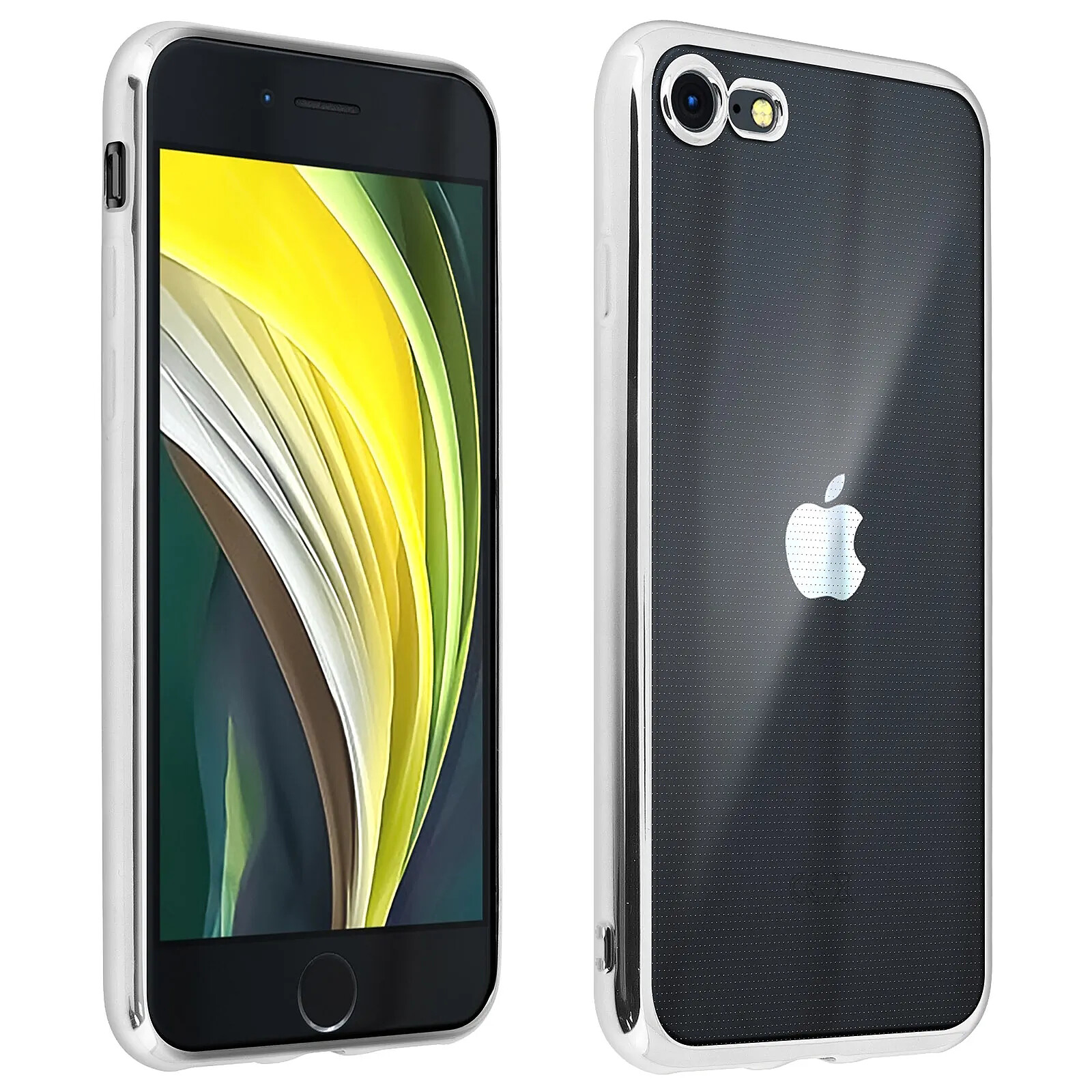 akashi Coque iPhone SE 2022 / 2020 et 8 / 7 Flexible Contour Chromé Dos Transparent