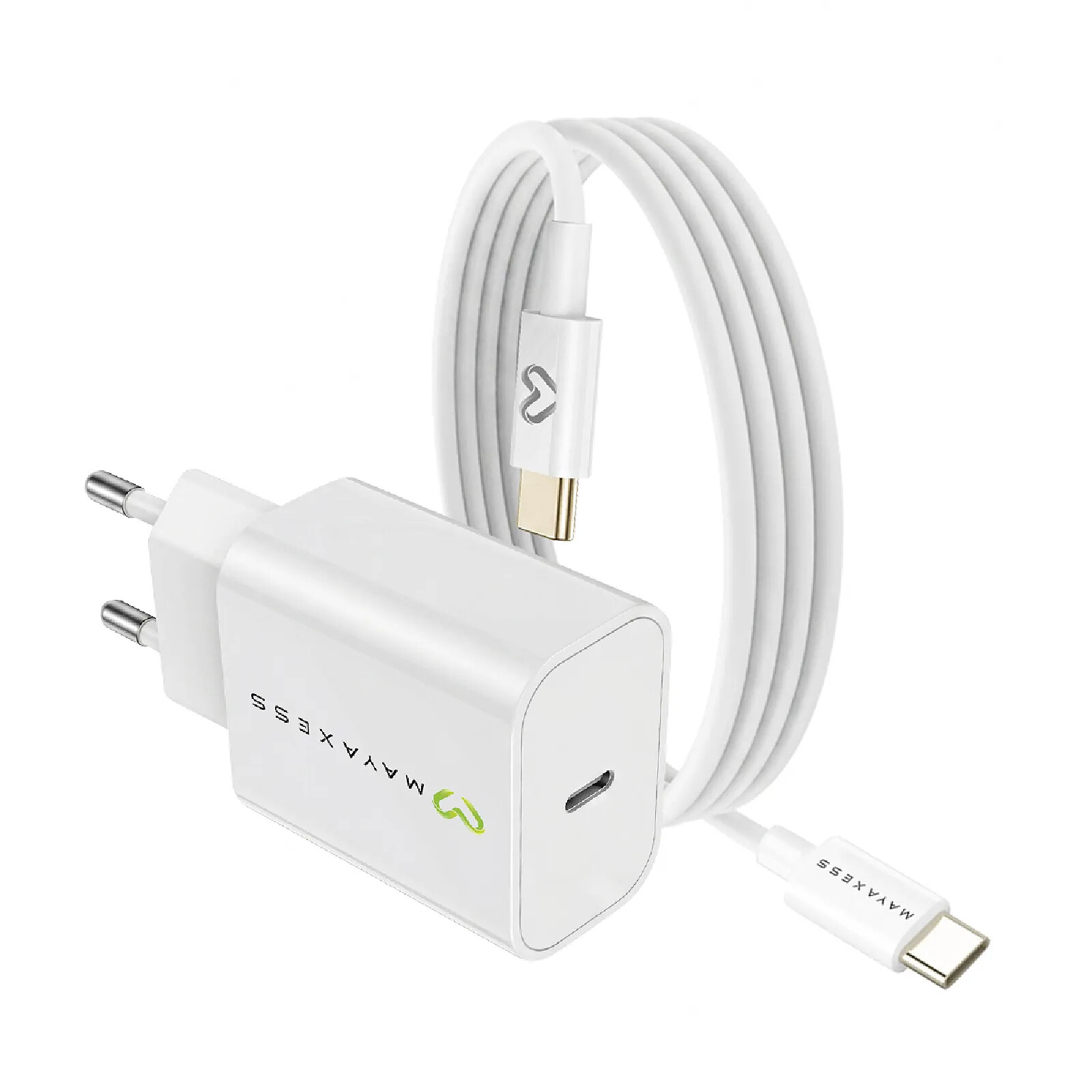 Mayaxess Chargeur Secteur pour Galaxy S21 Fe 20W + Câble USB-C 1m Blanc
