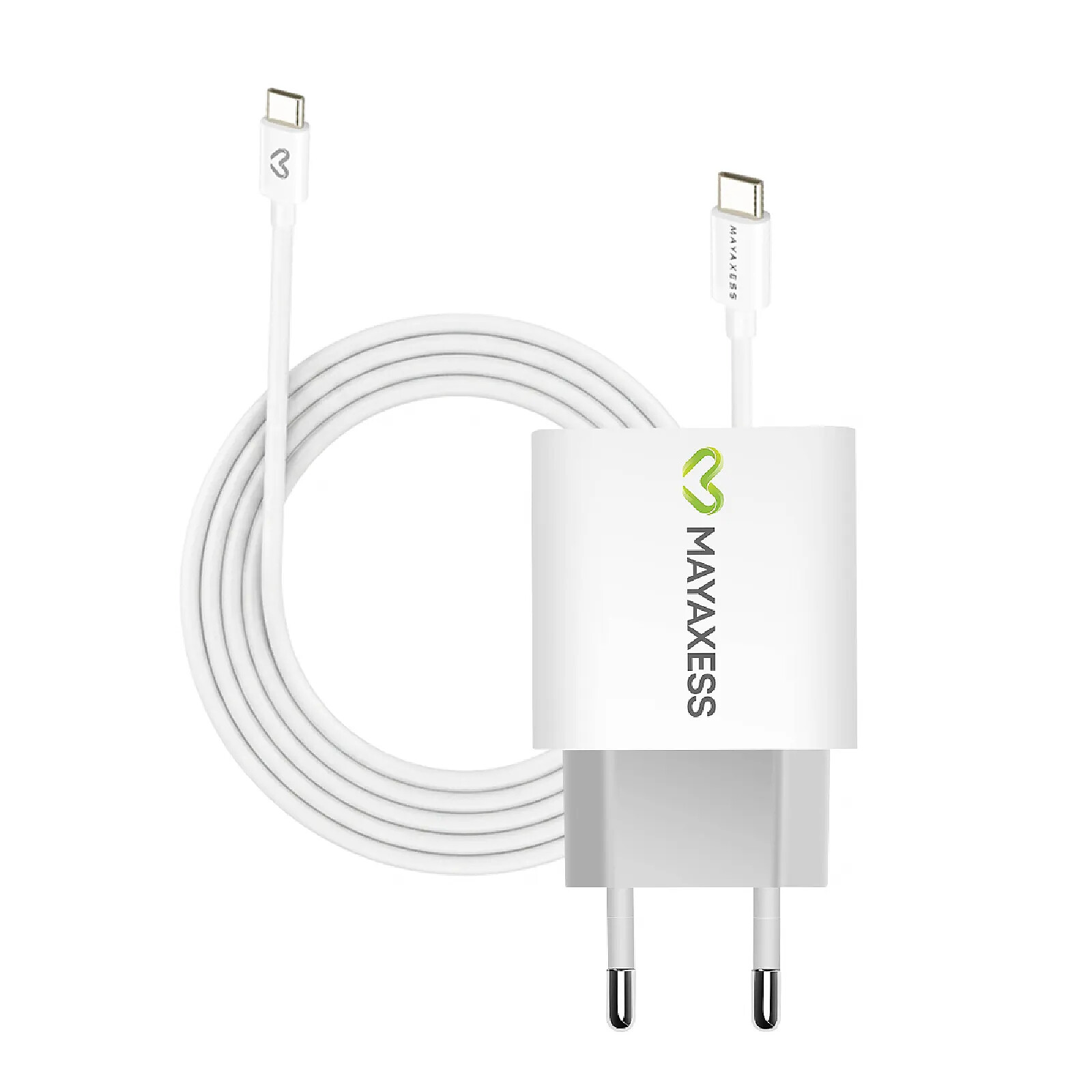 Mayaxess Chargeur Secteur pour Galaxy S23 20W + Câble USB-C 1m Blanc