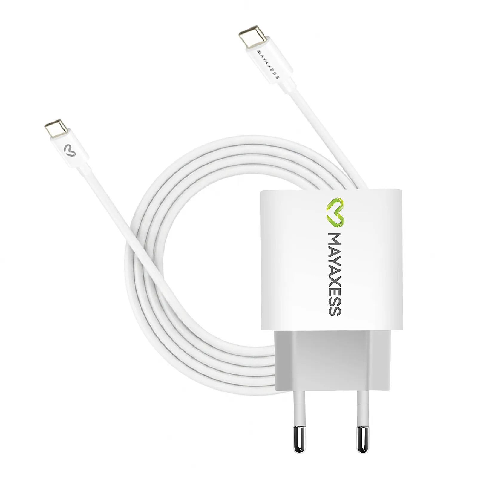 Mayaxess Chargeur Secteur pour Galaxy S23 Plus 20W + Câble USB-C 1m Blanc