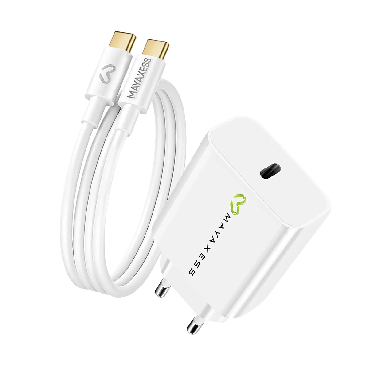 Mayaxess Chargeur Secteur pour Galaxy S26 Ultra 20W + Câble USB-C 1m Blanc