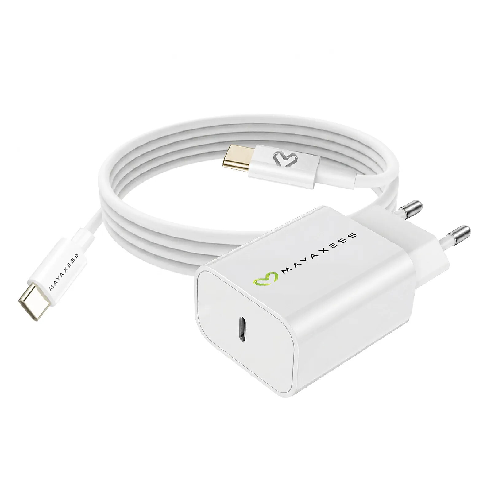 Mayaxess Chargeur Secteur pour Galaxy S20 Fe 20W + Câble USB-C 1m Blanc