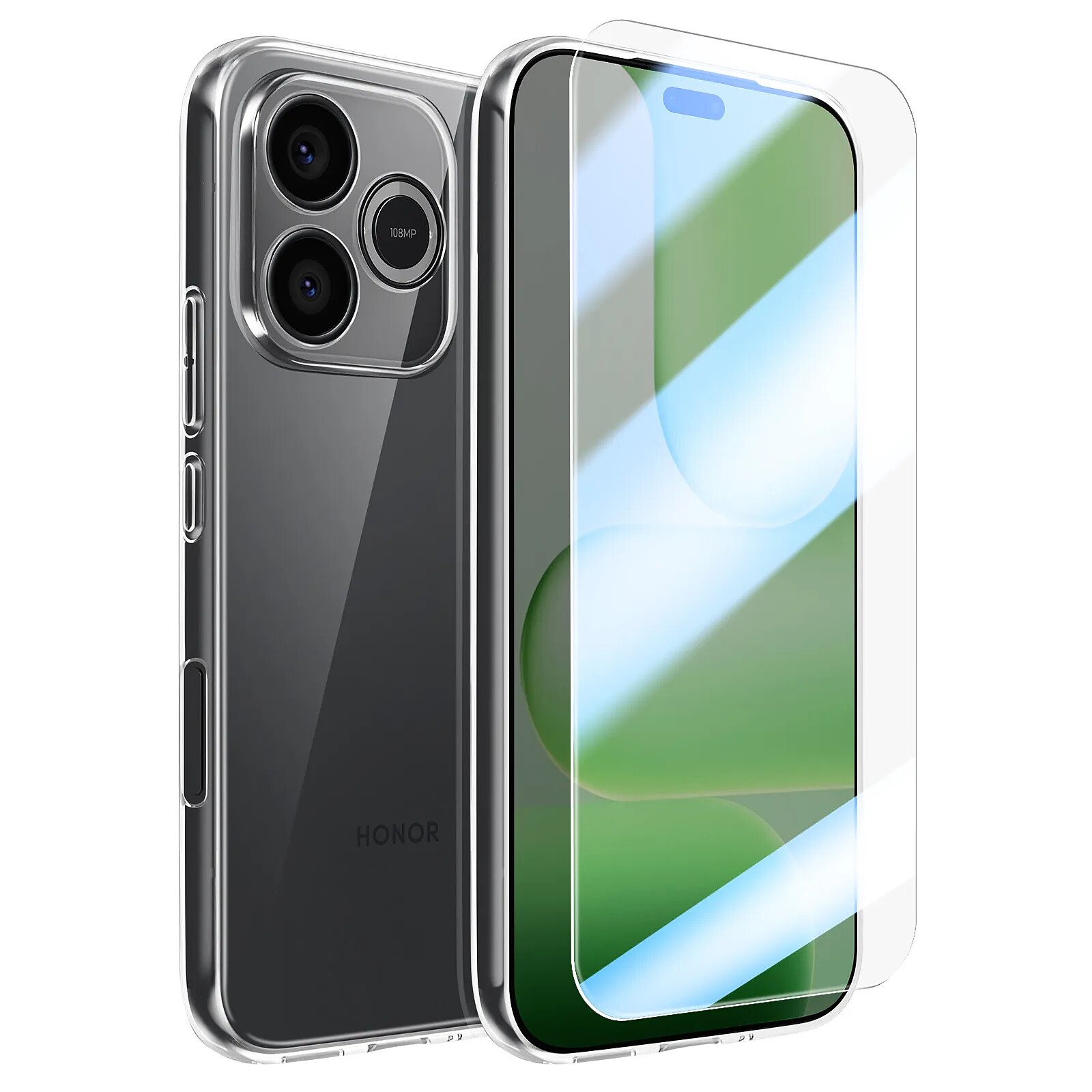 Mayaxess Coque pour Honor 600 Lite avec Protection d'Écran en Verre Trempé Transparent