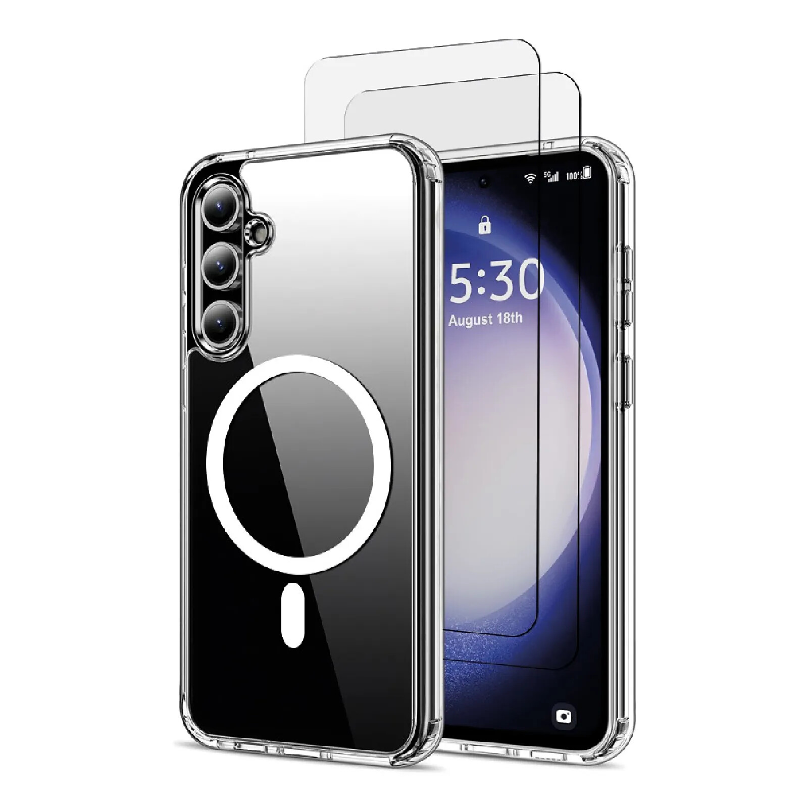 Evetane Coque Samsung Galaxy S23 fe Magnétique Compatible Magsafe + 2 Vitres Protection Ecran Antichocs