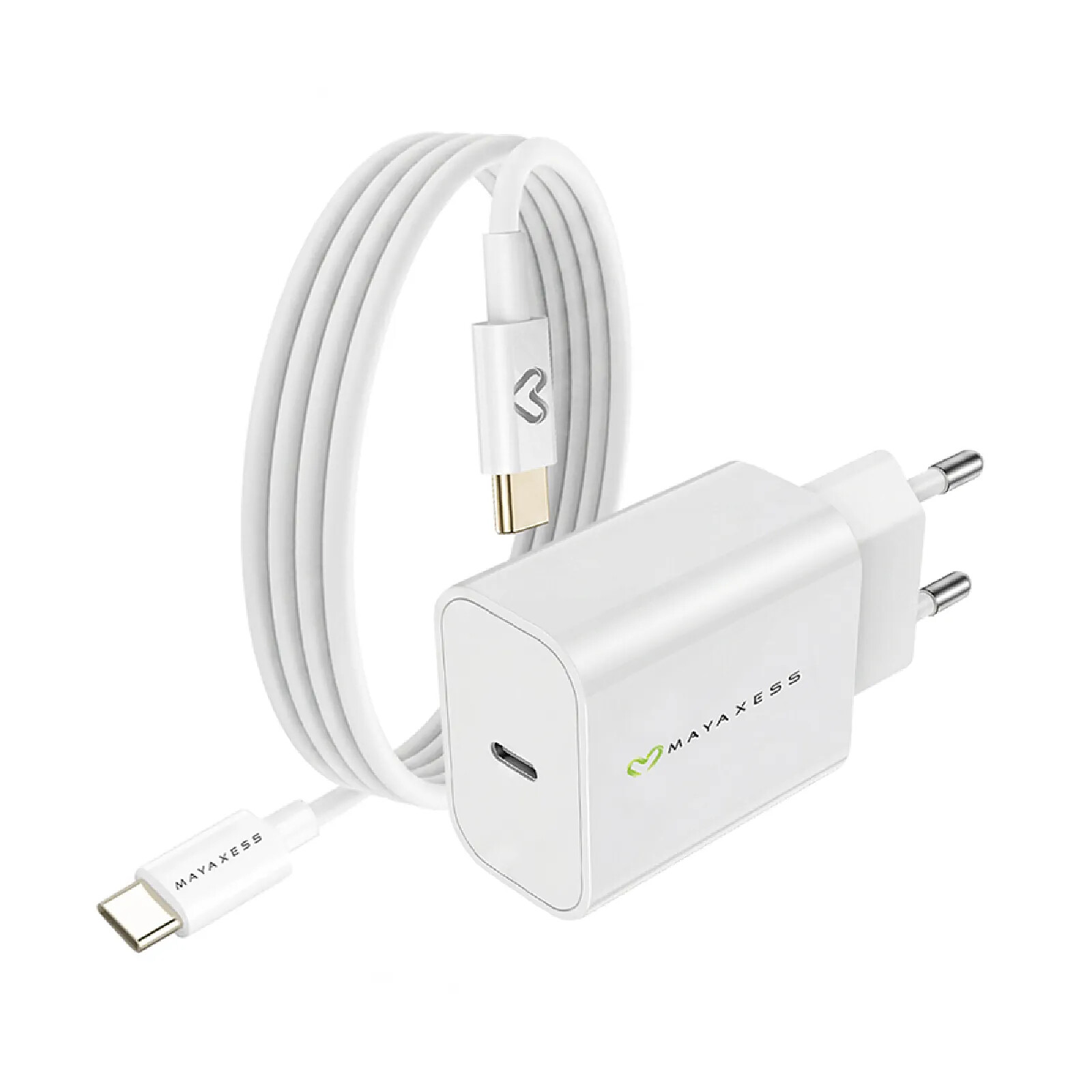 Mayaxess Chargeur Secteur pour Galaxy Z Flip 7 20W + Câble USB-C 1m Blanc