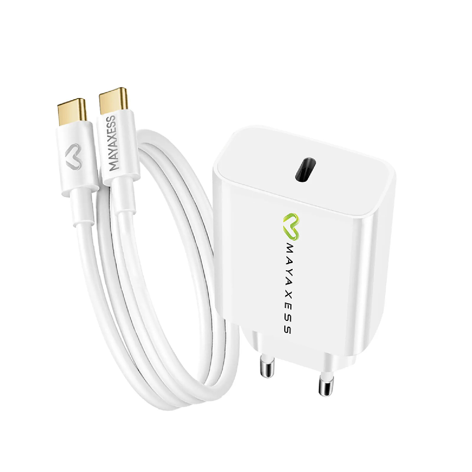 Mayaxess Chargeur Secteur pour Galaxy A34 20W + Câble USB-C 1m Blanc