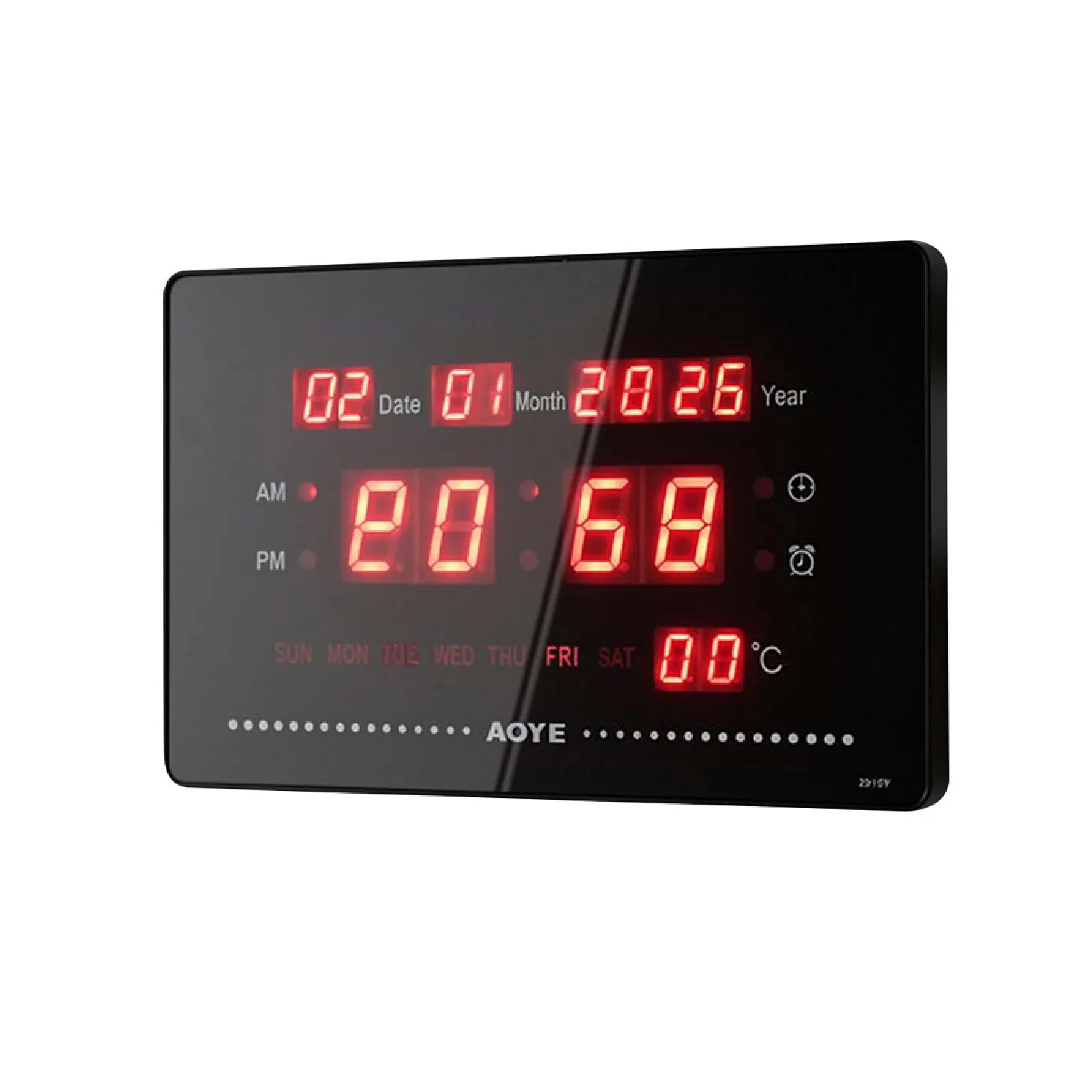 Avizar Horloge LED Lumineux Numérique avec Affichage Date / Heure / Température