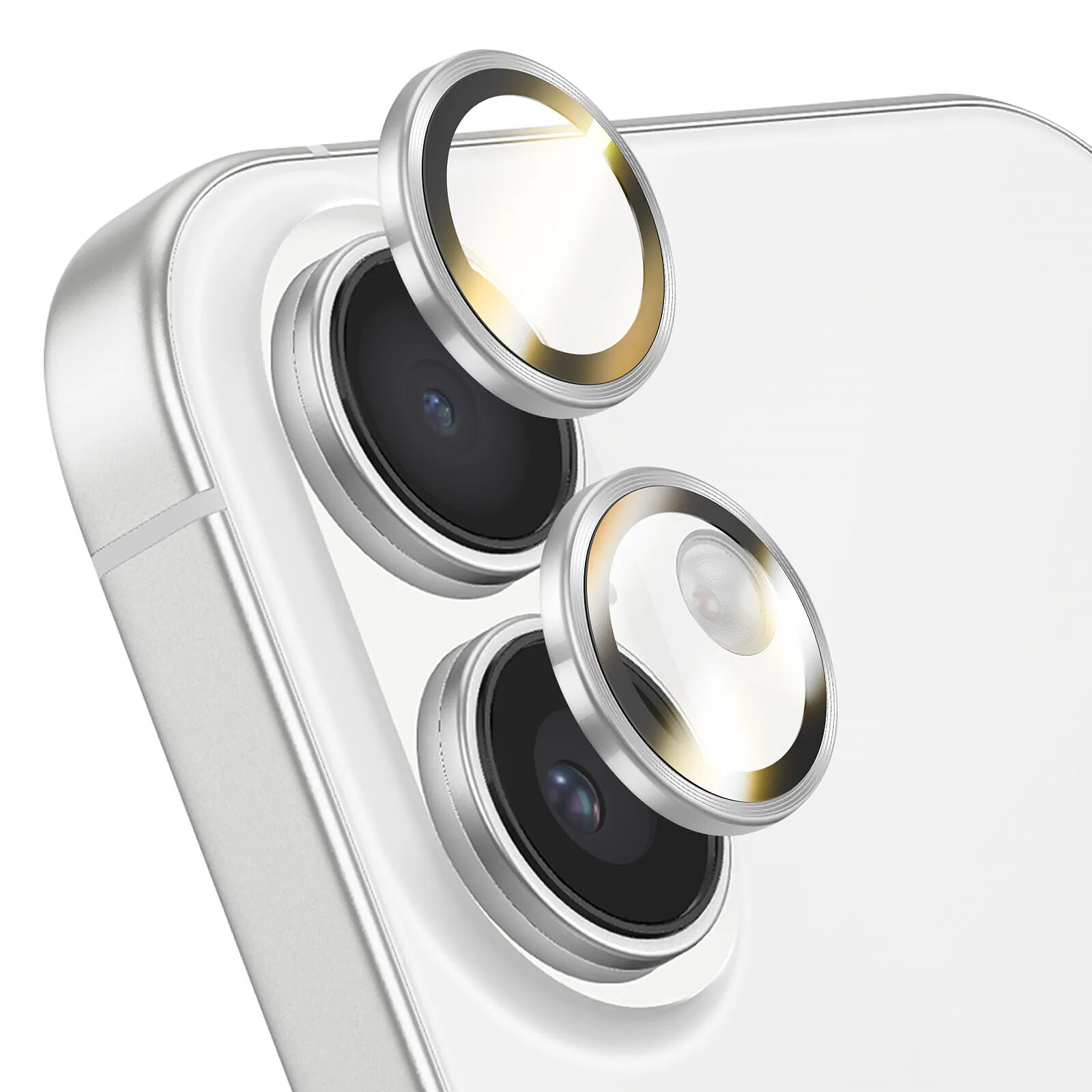 RhinoShield Protection d'Objectif Caméra pour iPhone 16 / 16 Plus / 17 Anti-Rayures Argent