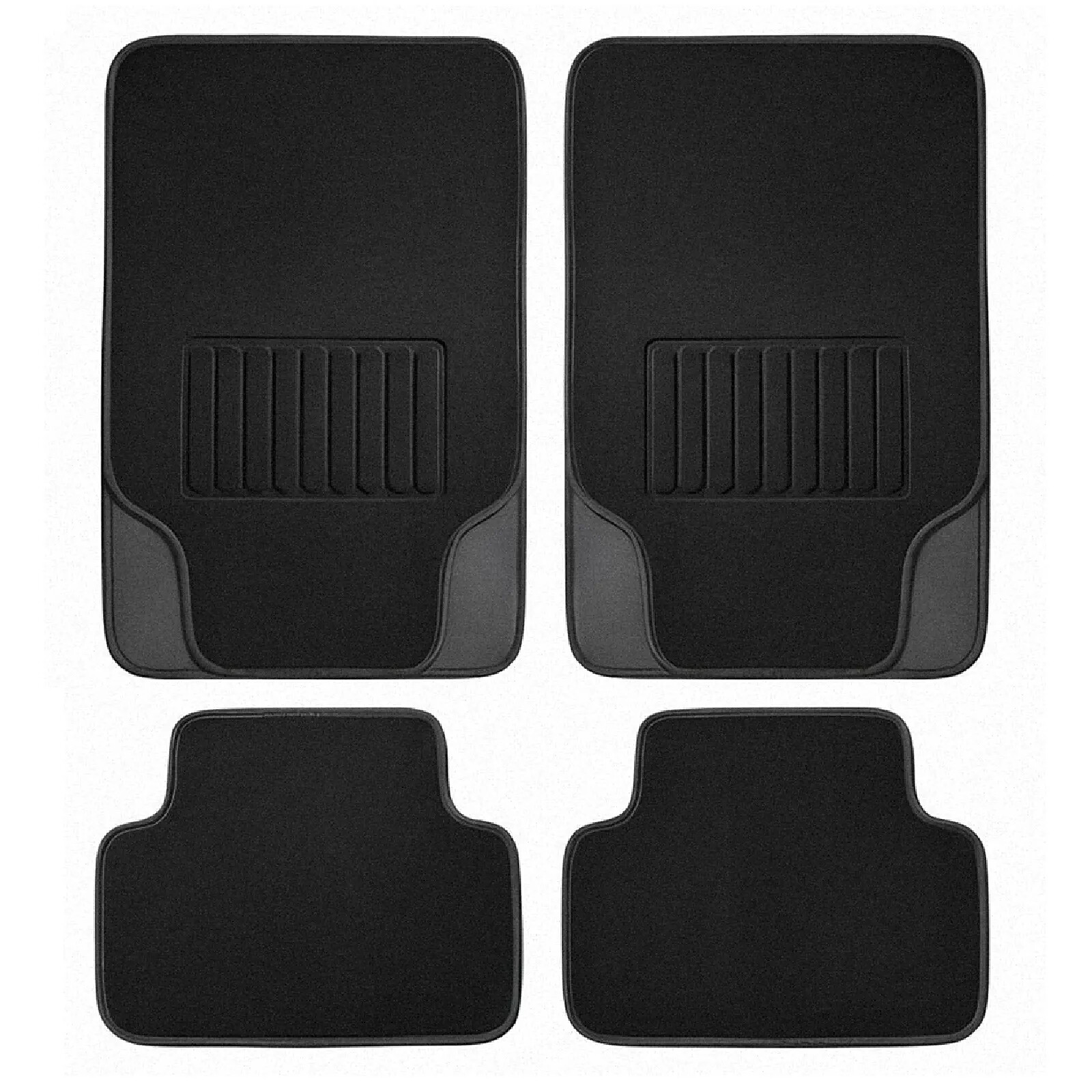 Avizar Ensemble de Tapis de Sol Automobile Universels 4 pièces en PVC Floqué 48×74cm