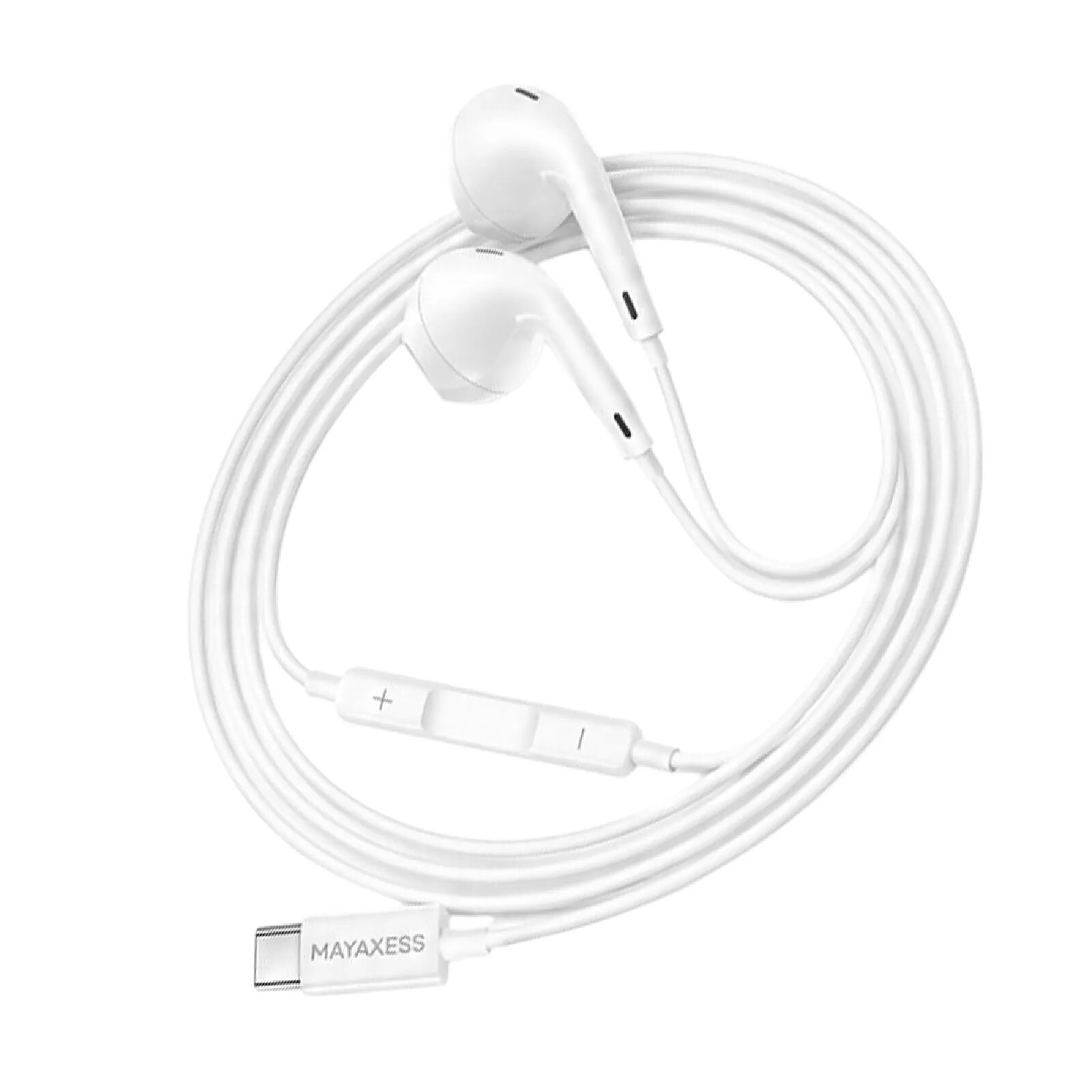 Mayaxess Écouteurs Filaires USB-C pour Galaxy S23 Plus avec Micro intégré Blanc