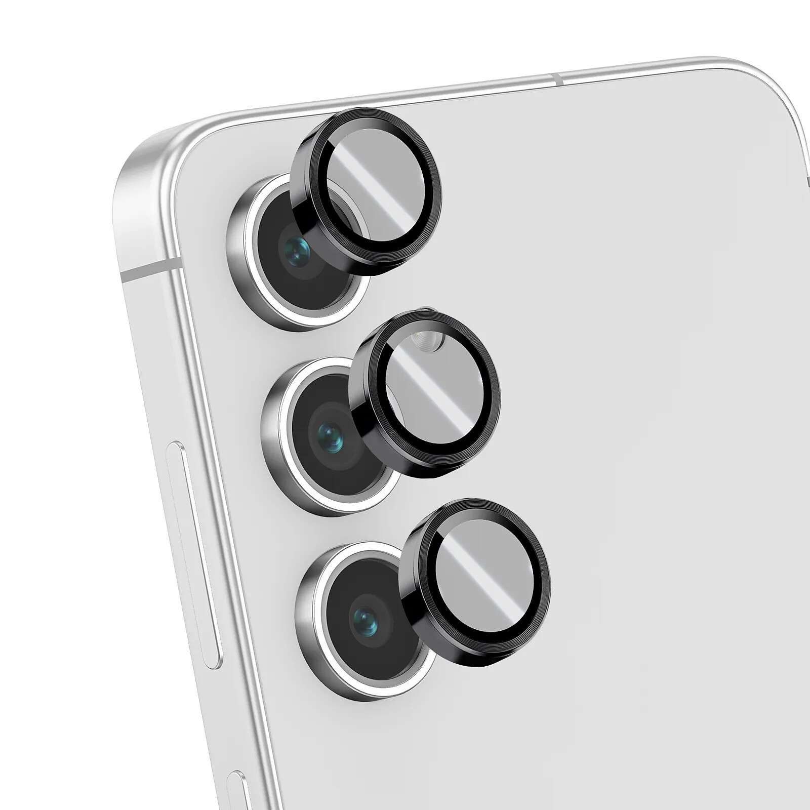 Blue Star Protection d'Objectif Caméra pour Galaxy S24 FE avec Applicateur Noir / Transparent
