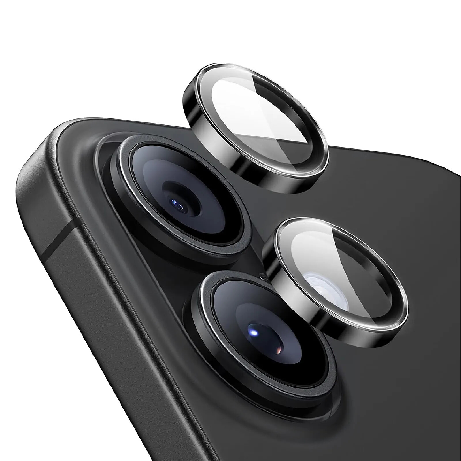 Jaym Lentille de Remplacement pour Caméra Arrière iPhone 16 / 17 en Verre Trempé Noir / Transparent