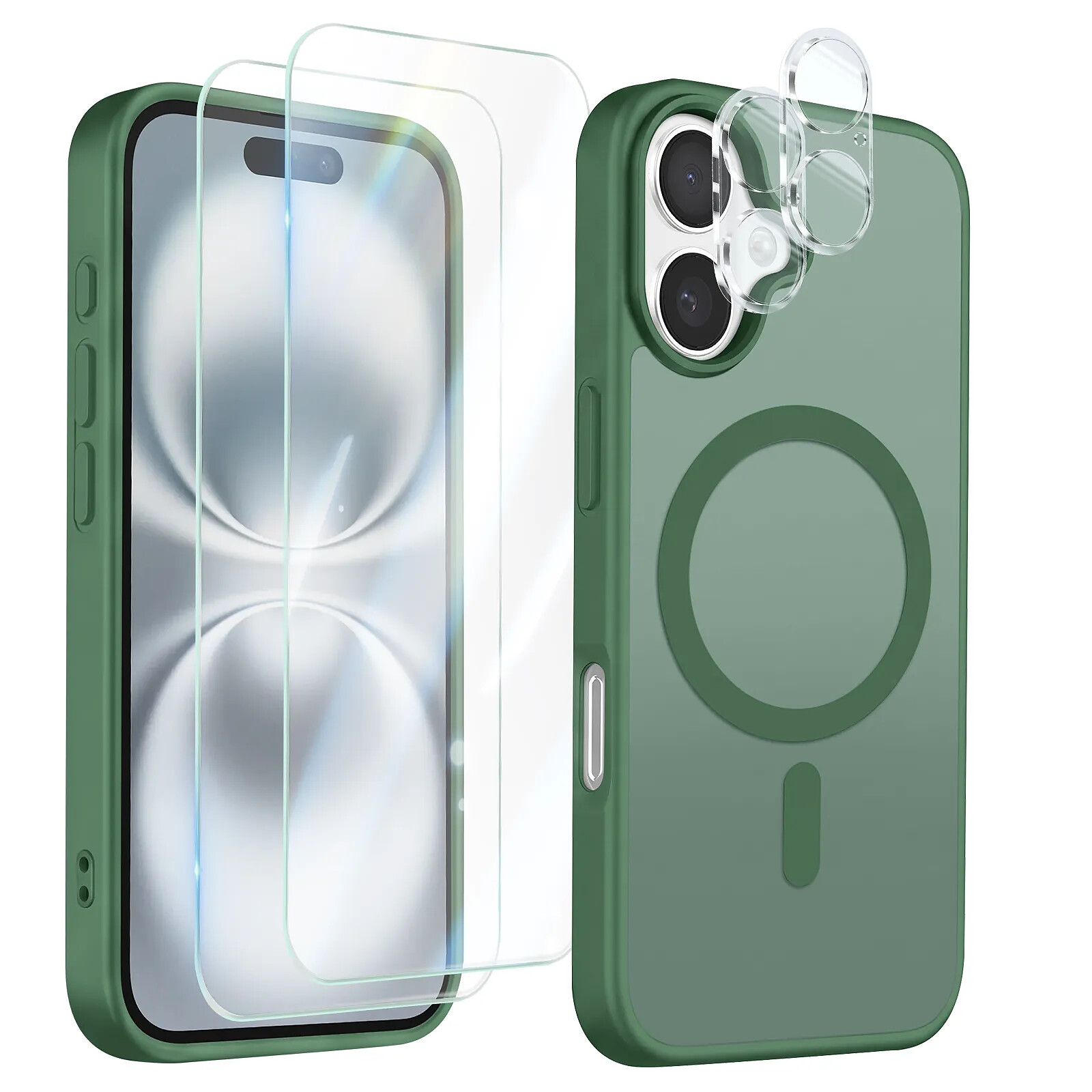 Avizar Pack Coque MagSafe iPhone 16 avec 2 Verres Trempés et 2 Protection Caméra