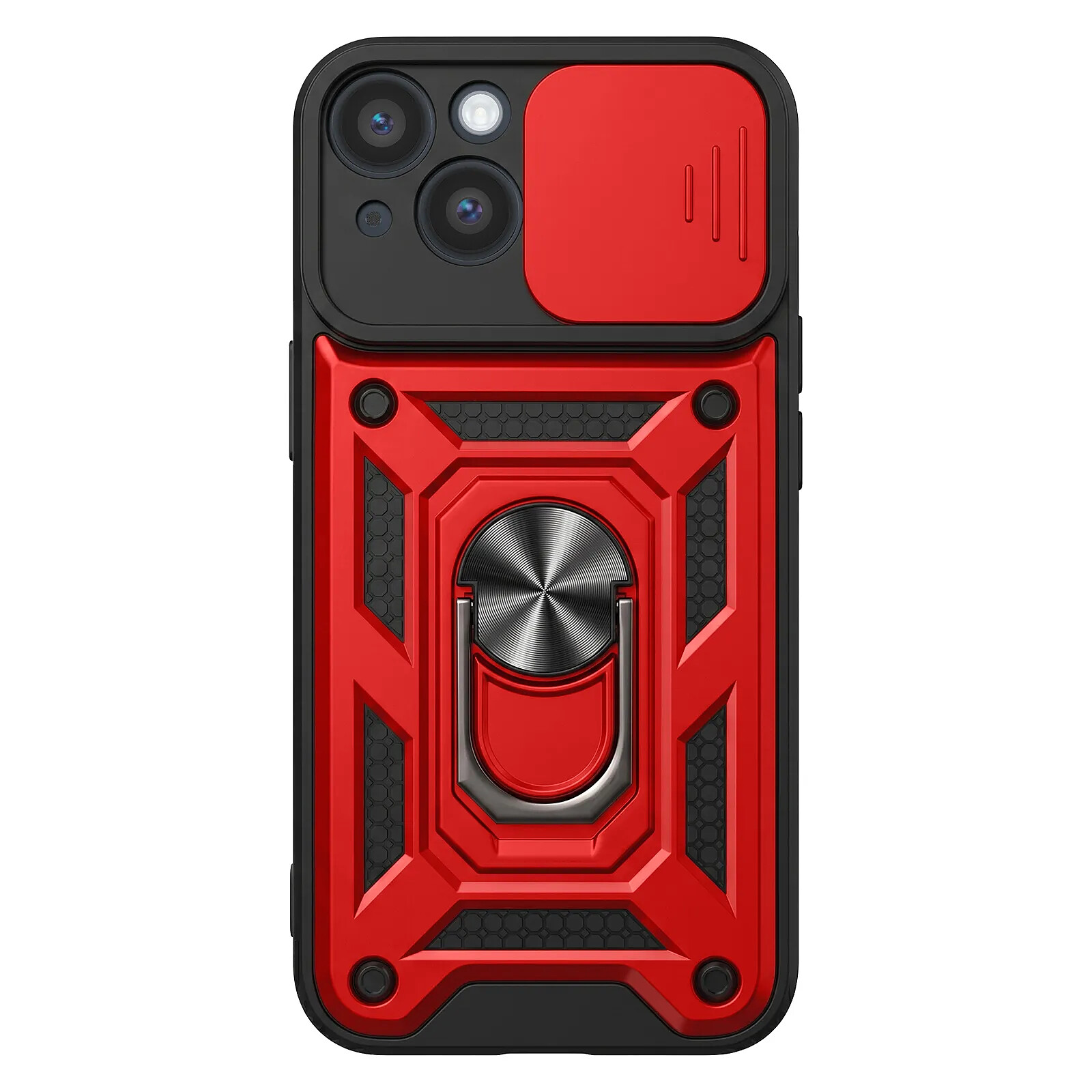 Mayaxess Coque Anneau pour Galaxy A34 5G avec Cache Caméra Coulissant et Bague Magnétique Rouge / Noir
