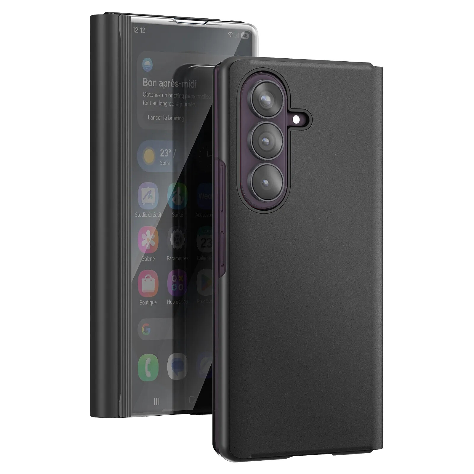 Avizar Étui Clapet Miroir pour Galaxy Z Fold8 Ultra Effet Cuir avec Support Mains-Libres