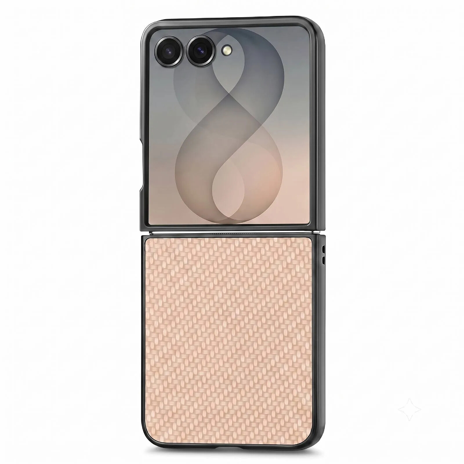 Avizar Coque pour Galaxy Z Flip 8 Effet Cuir Carbone avec Bords Surélevés