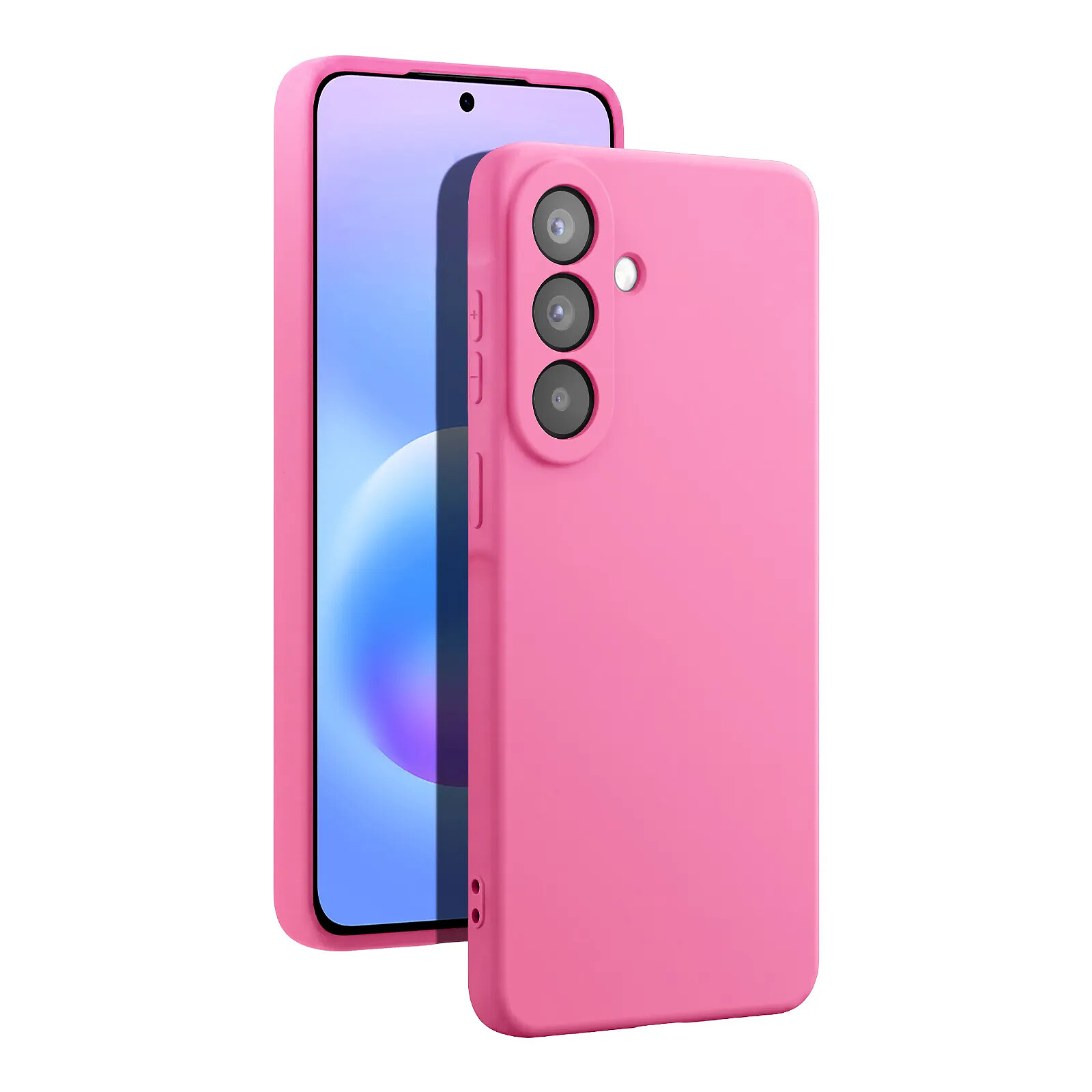 Coque pour Galaxy A57 en Silicone Soft-Touch avec Doublure Microfibre Fuchsia