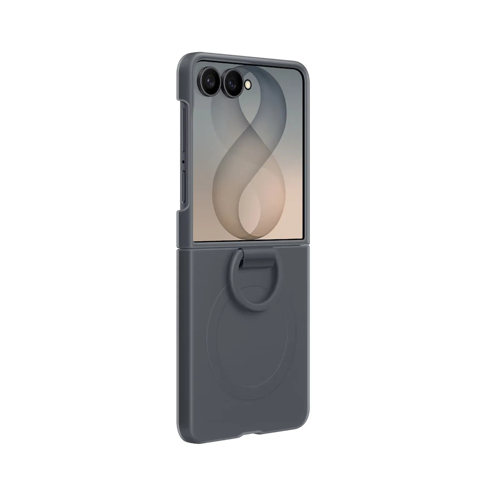 Samsung Coque pour Galaxy Z Flip 8 avec Anneau Magnétique en Silicone Soft-Touch Gris foncé