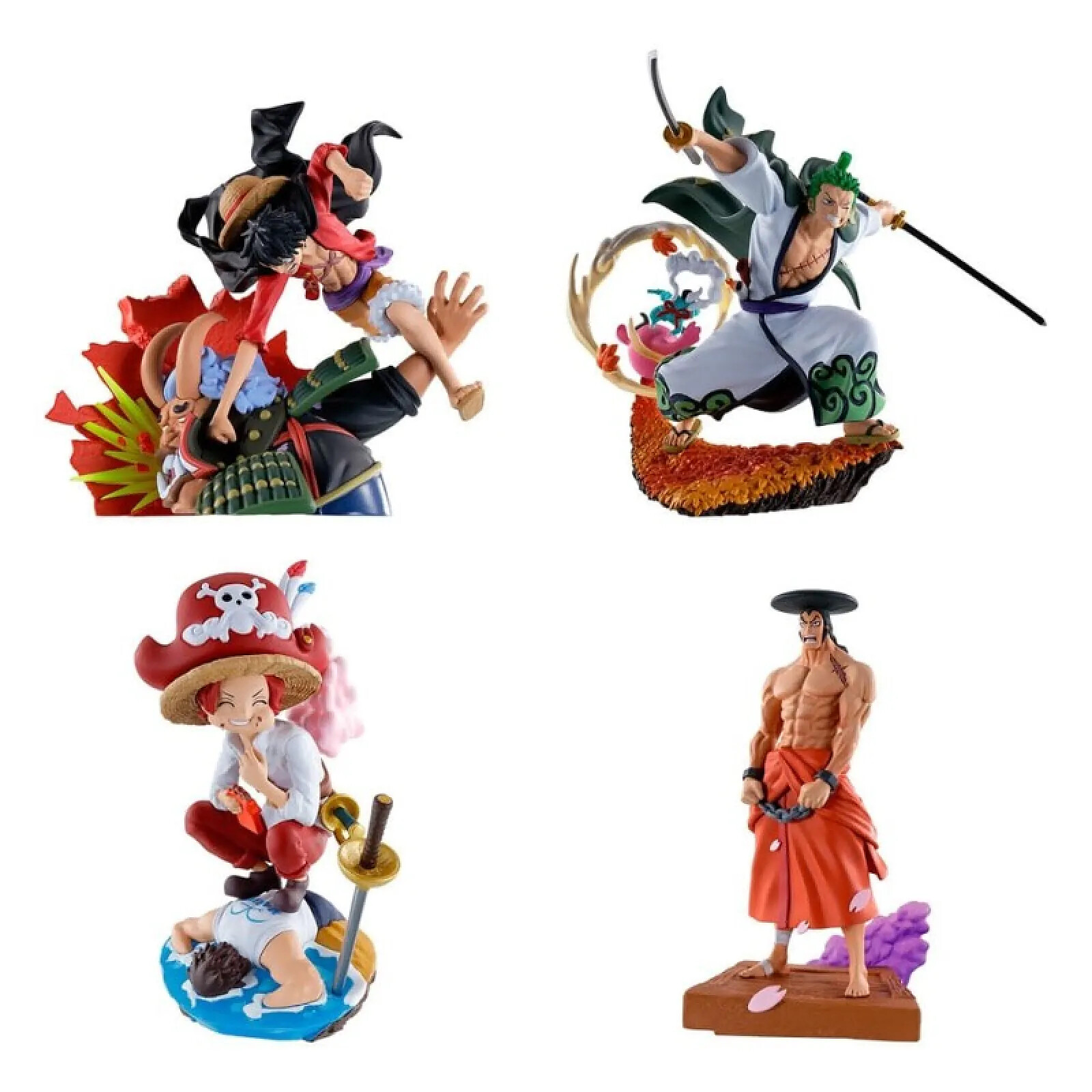 One Piece - Set 4 statuettes Petitrama Logbox Re Birth Wano Kuni Vol.1 9 cm