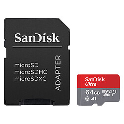 SanDisk Ultra microSD UHS-I U1 64 Go 140 Mo/s + Adaptateur SD (SDSQUAB-064G-GN6TA)