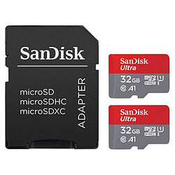 SanDisk Ultra microSDHC 32 Go (x2) + Adaptateur SD (SDSQUA4-032G-GN6MT)