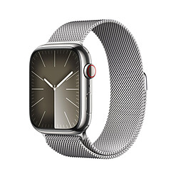 Apple Watch Series 9 GPS + Cellular Acier Inoxydable Argent Bracelet Milanais 45 mm