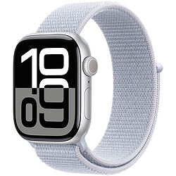 Apple Watch Series 10 GPS 42 mm Aluminium Argent Bracelet Sport Textile Nuée Bleue