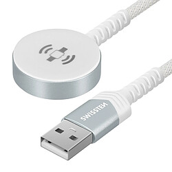Swissten Chargeur Magnétique 2.5W 2A pour Apple Watch en Nylon tressé 1.2m Blanc